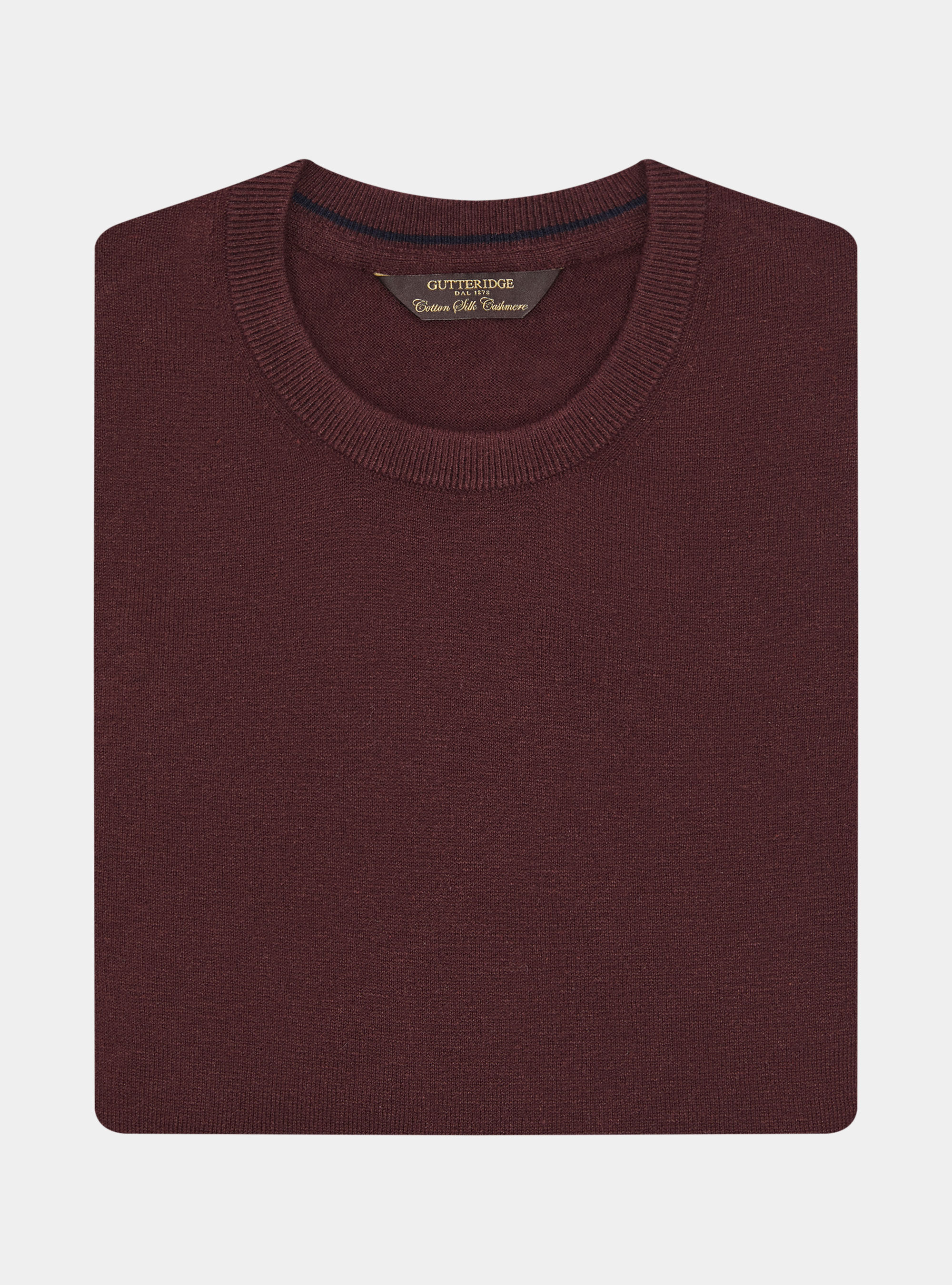 Maglia girocollo in cotone seta e cashmere, BORDEAUX