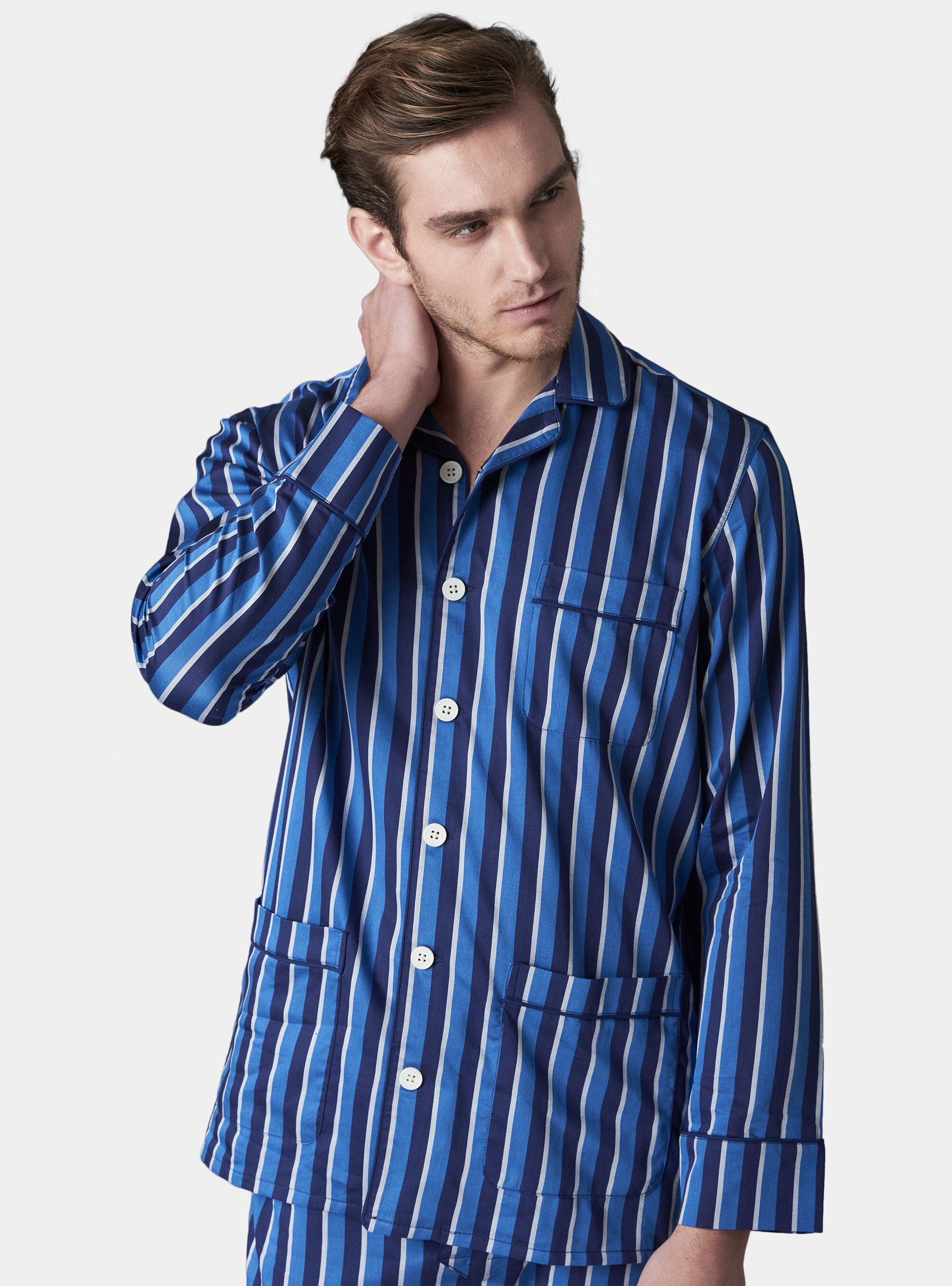 Striped cotton with small pocket pajama