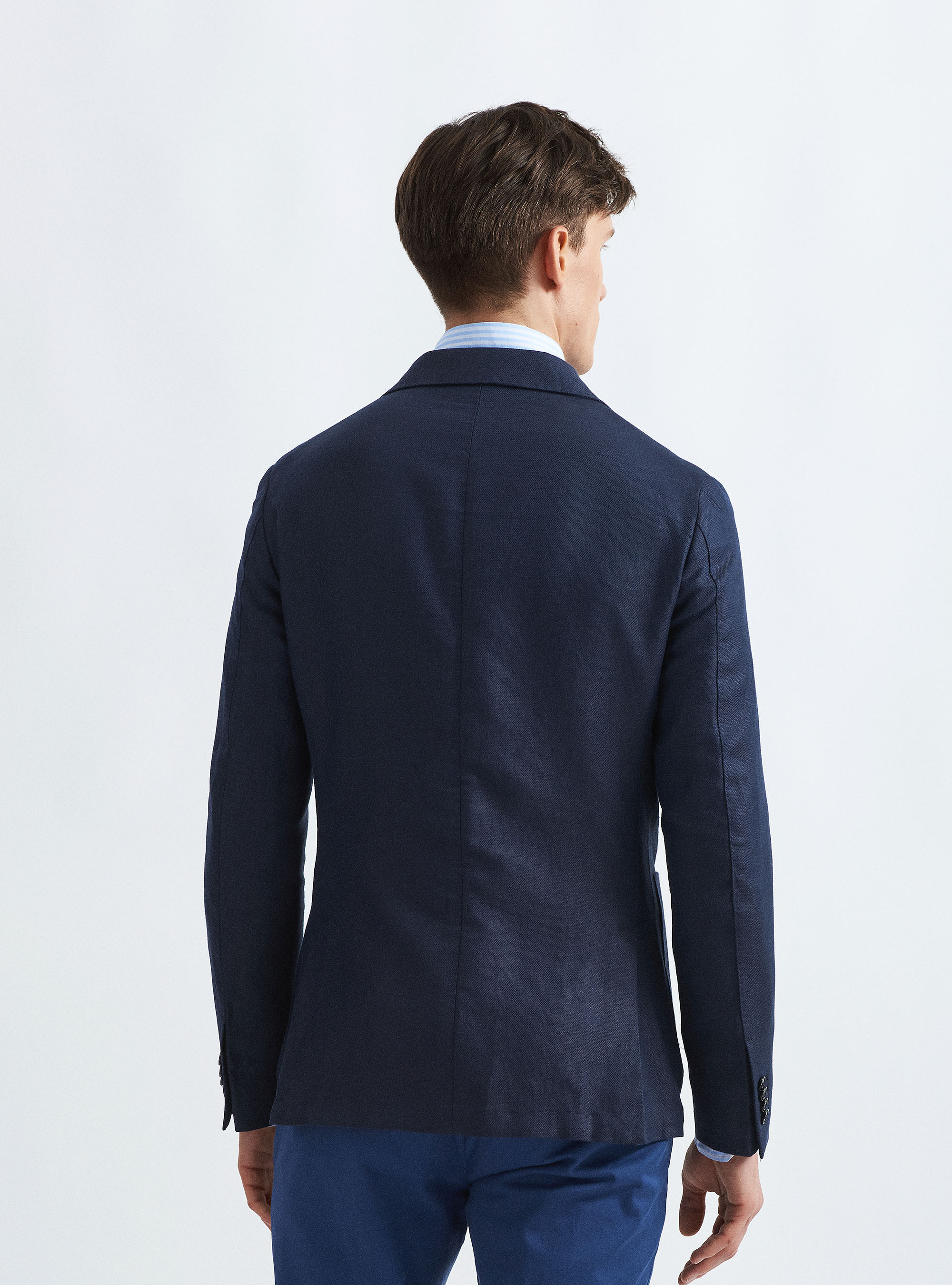 Giacca in lino e cotone, BLU NAVY