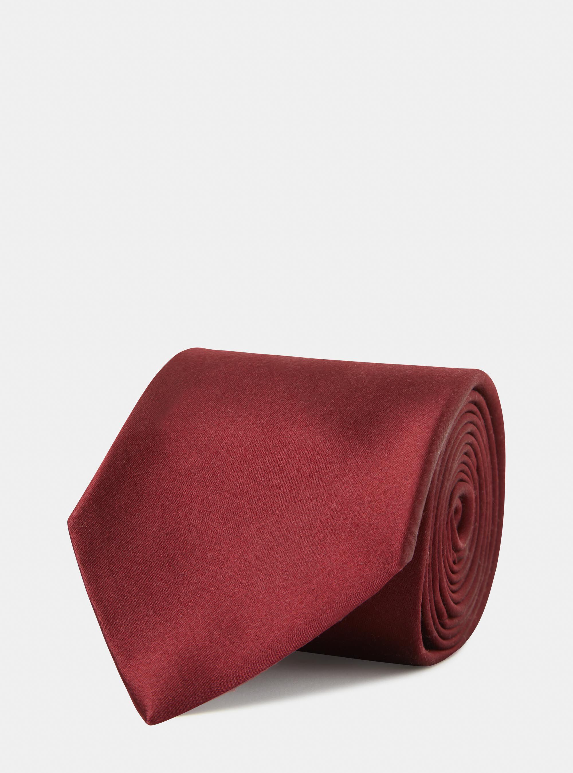 Solid-coloured silk tie, BORDEAUX