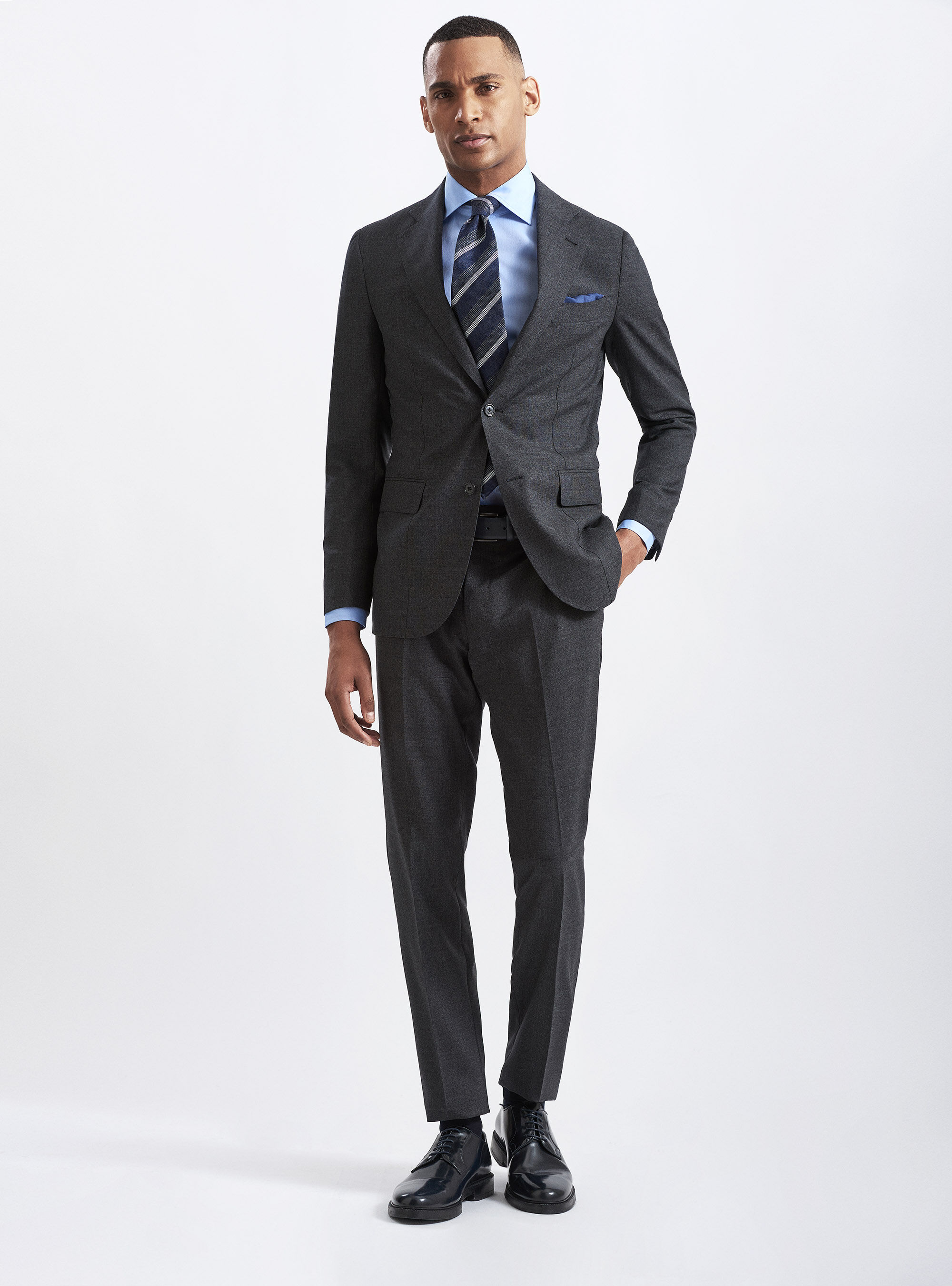 Giacca per abito in pura lana tessuto Vitale Barberis Canonico, ASFALTO