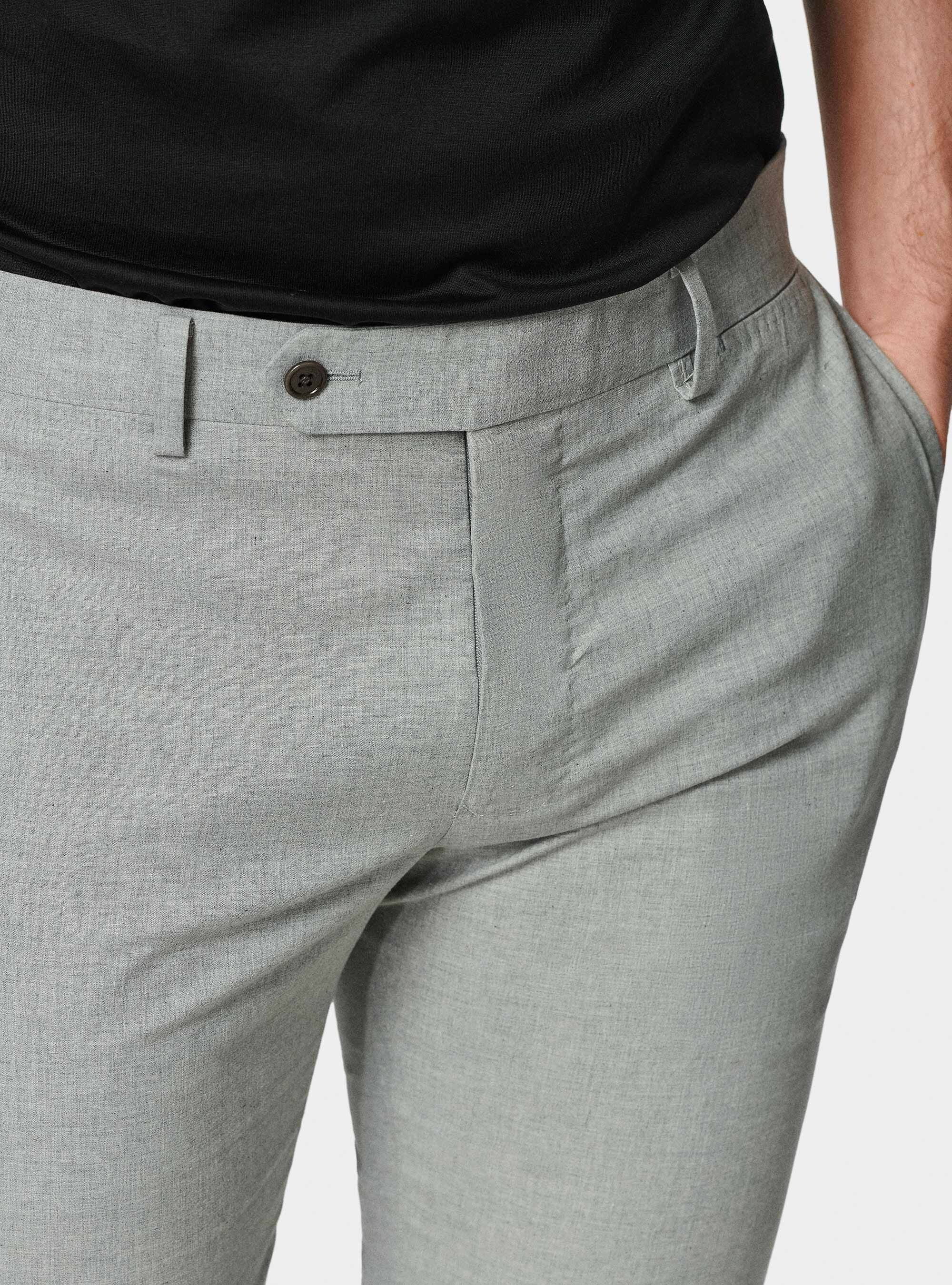 Pantaloni abito grigio in cotone stretch, GRIGIO MELANGE 0151C
