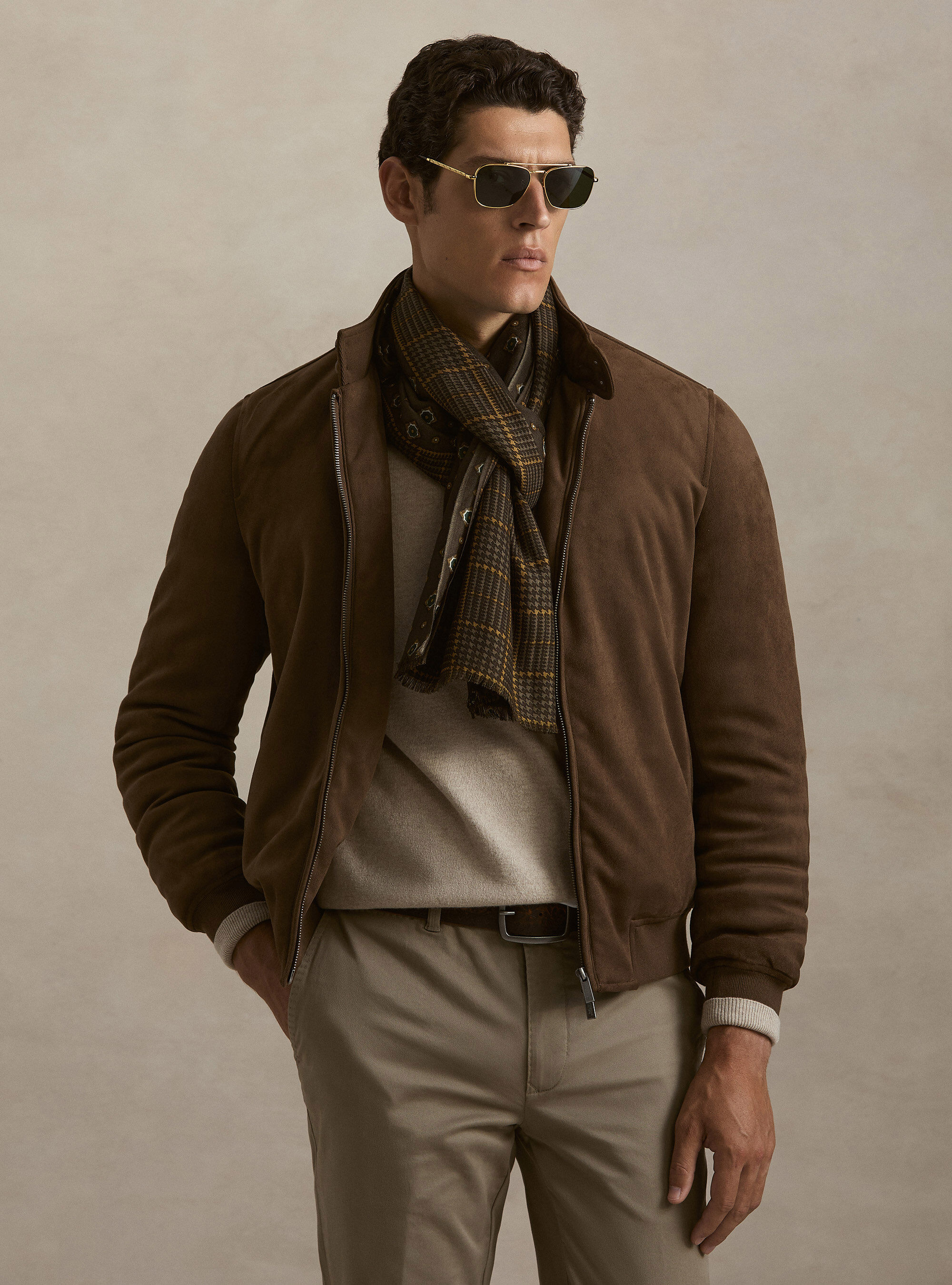 Suede-effect padded jacket