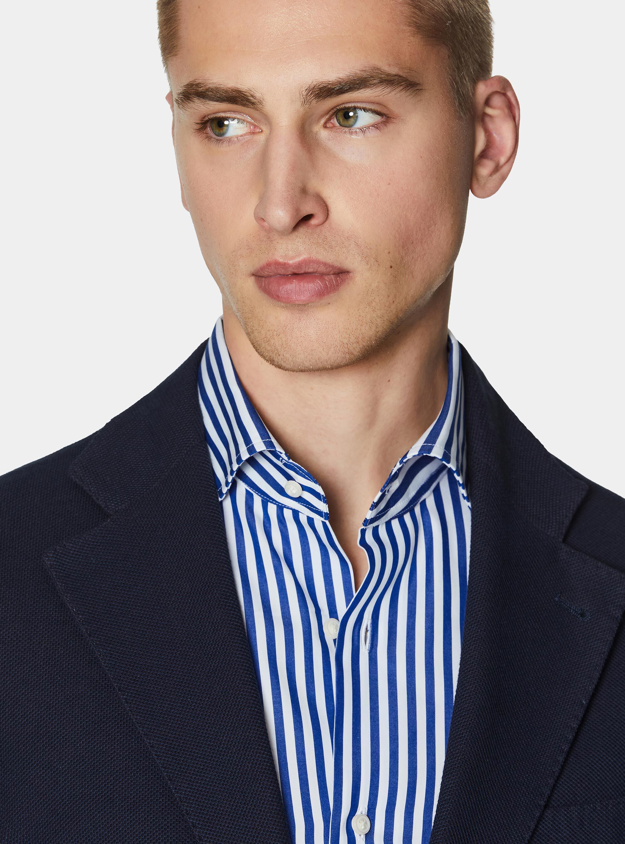 Americana de jersey de mezcla de algod&oacute;n, AZUL MARINO