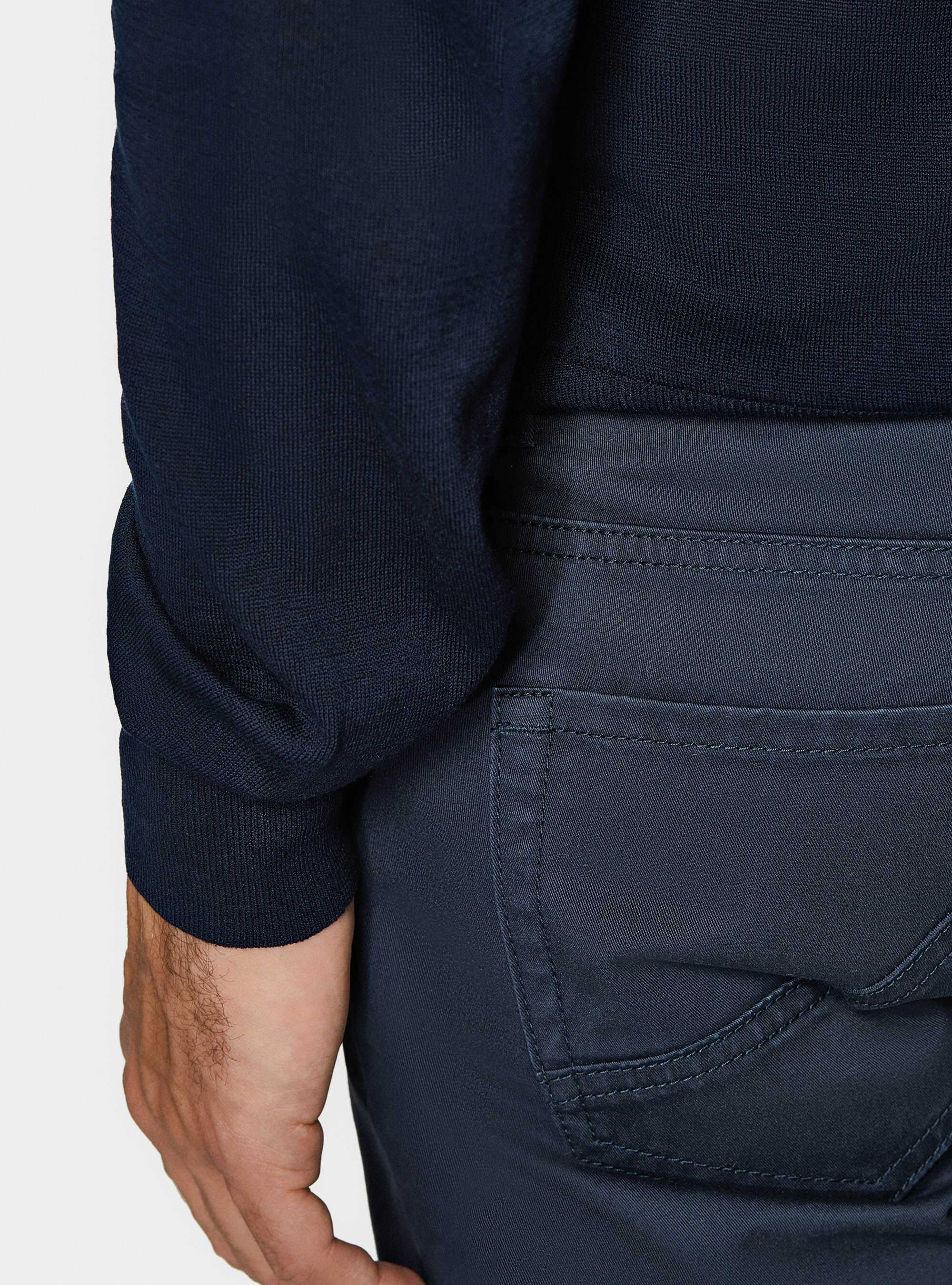 Cotton and silk crew-neck sweater, NAVY BLUE