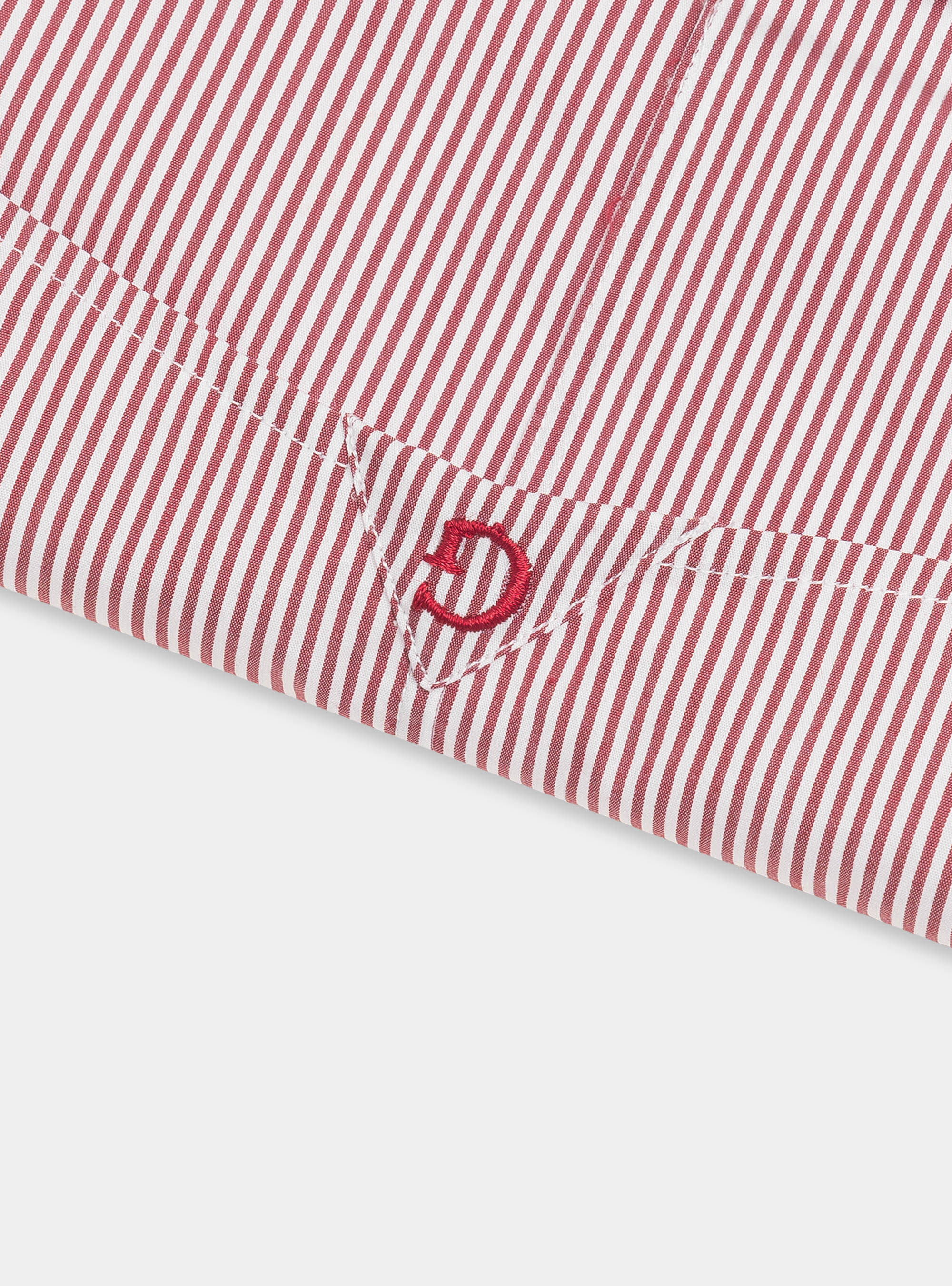 Camicia slim fit in popeline di cotone stretch rigato, BORDEAUX