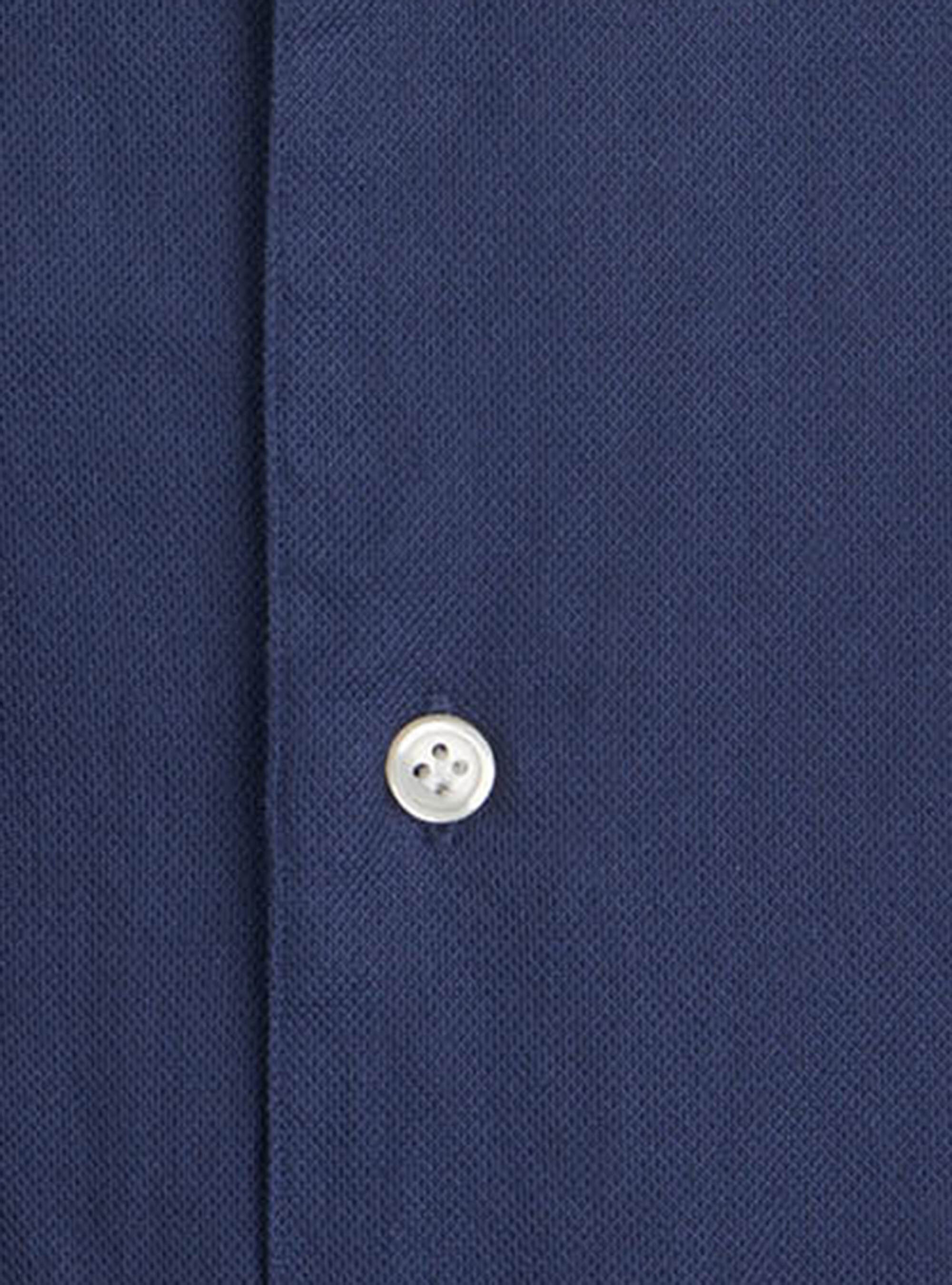 Camicia in piquet di cotone tinto in capo, BLU NAVY