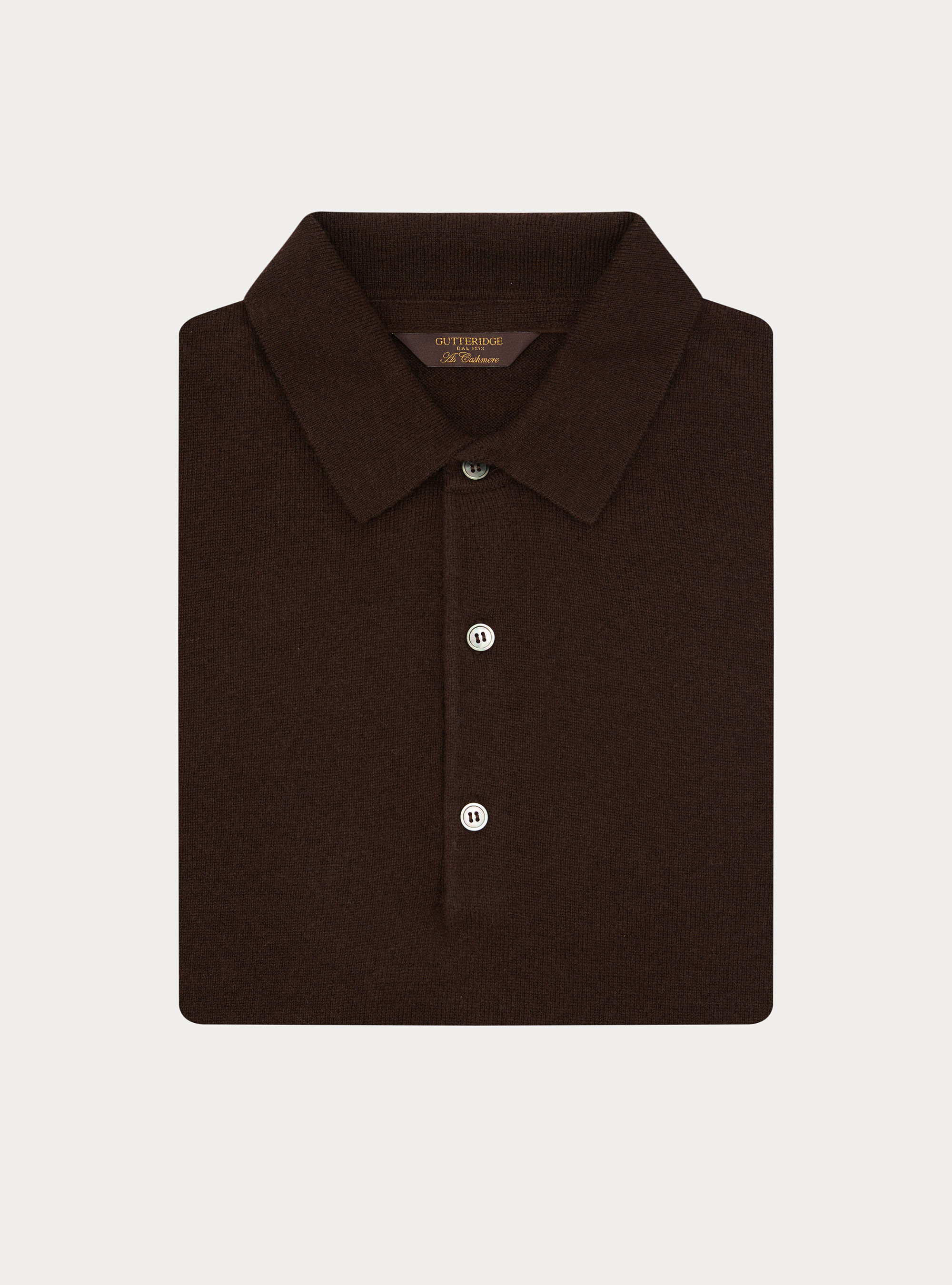 Maglia a polo in lana e cashmere, MARRONE