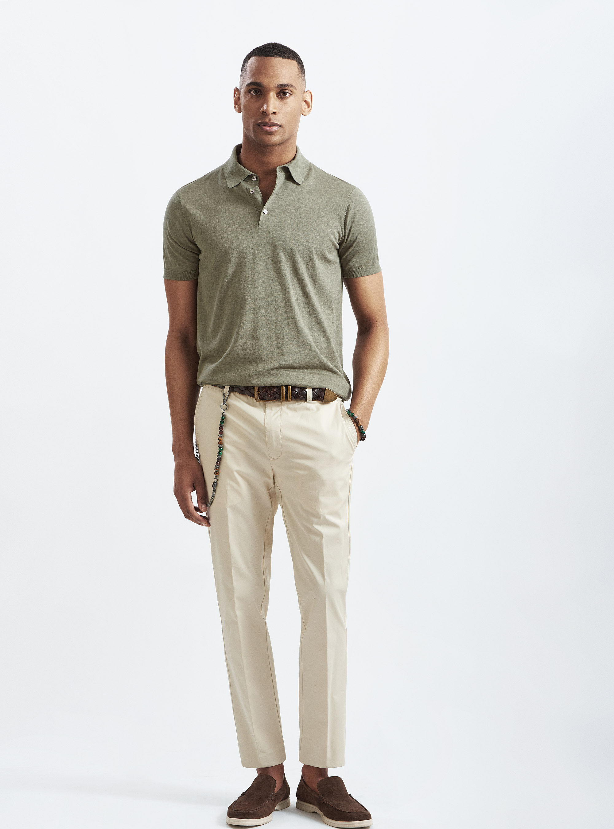 Silk and cotton polo shirt, SALVIA 0602C
