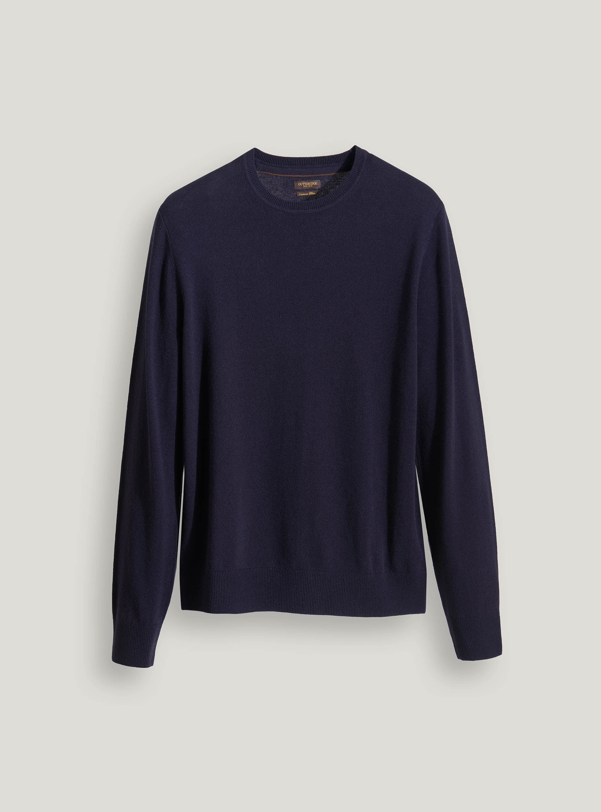 Lambswool and cashmere crew-neck sweater, NAVY BLUE