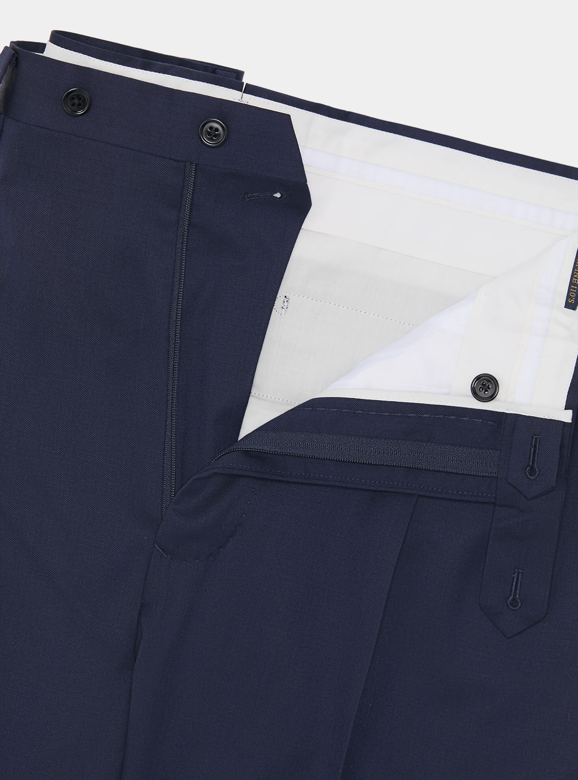 Pantalones con pinzas para traje cruzado en lana Reda superfina 110's, AZUL MARINO