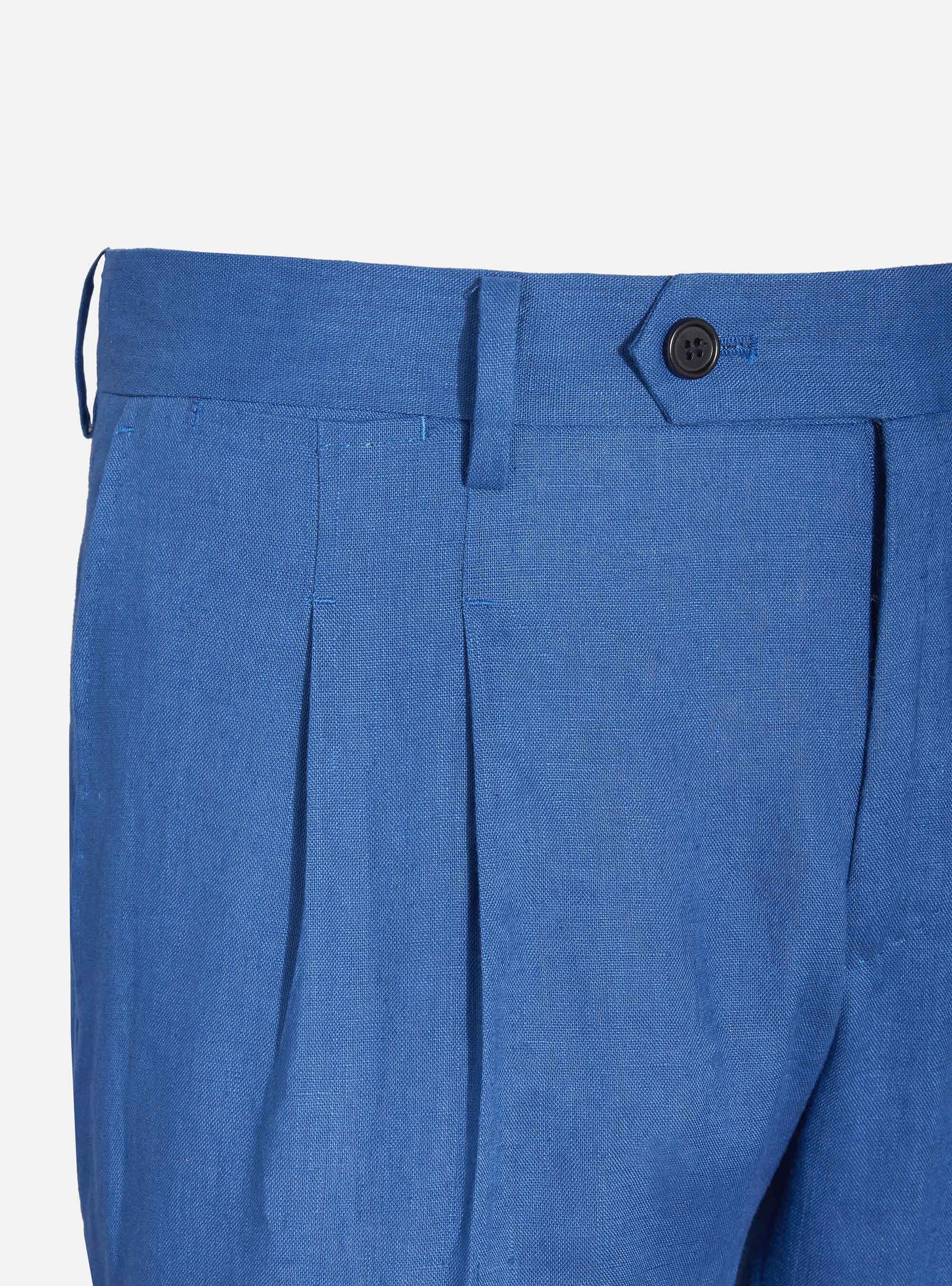 Pantaloni per abito in puro lino, BLU
