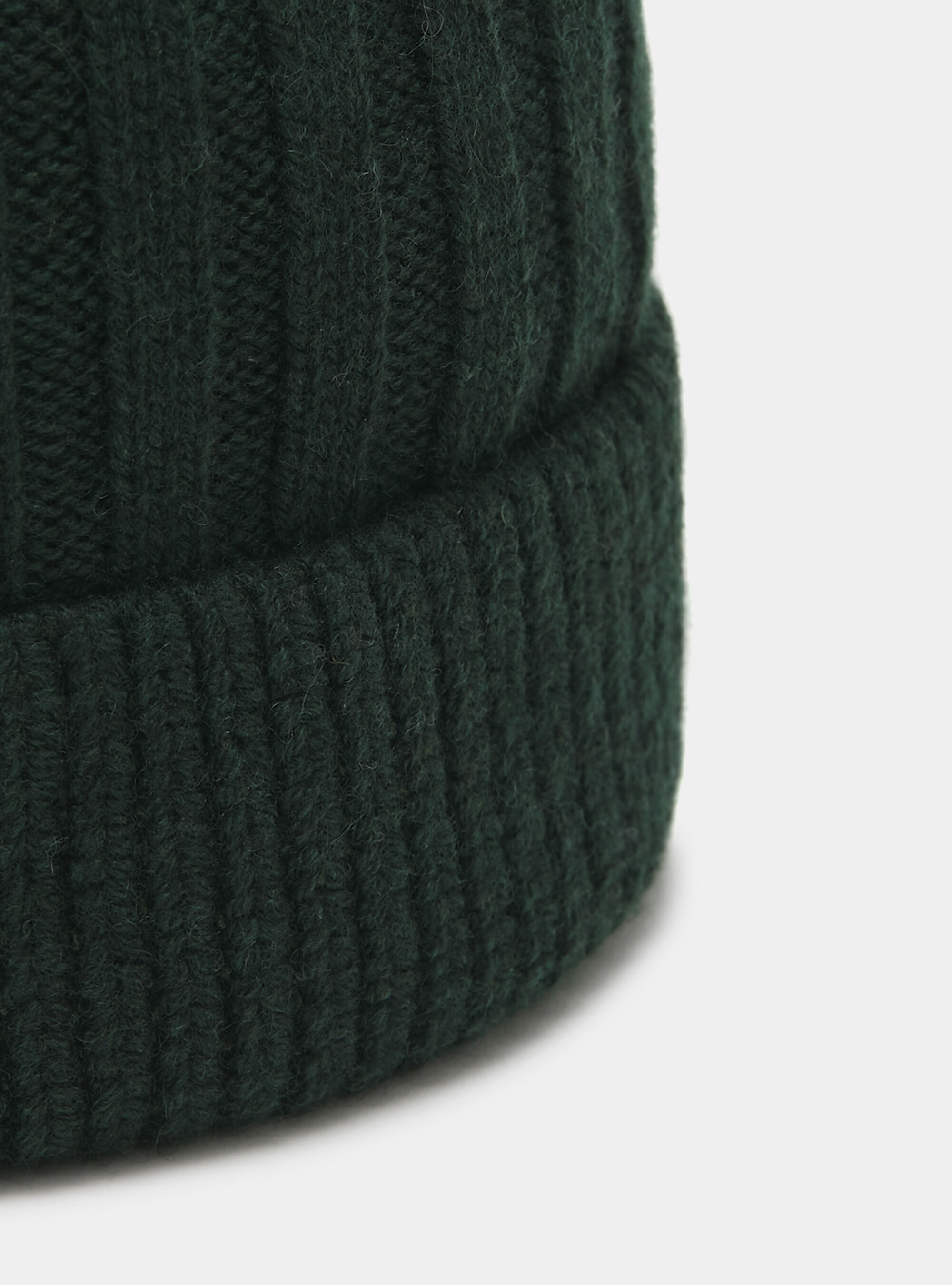 Cappello a costa inglese in misto cashmere, VERDE
