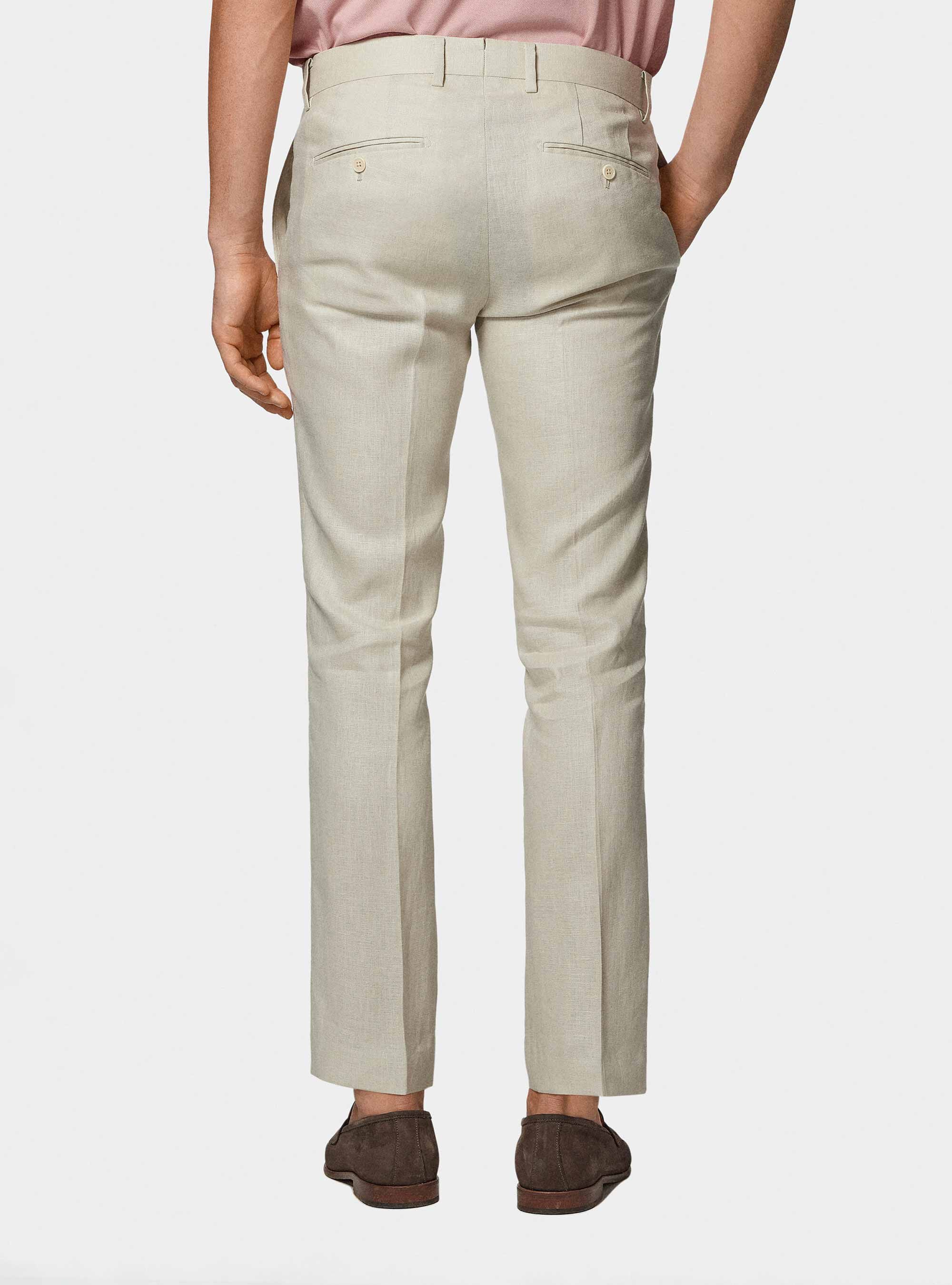 Pantaloni abito in puro lino, ECRU