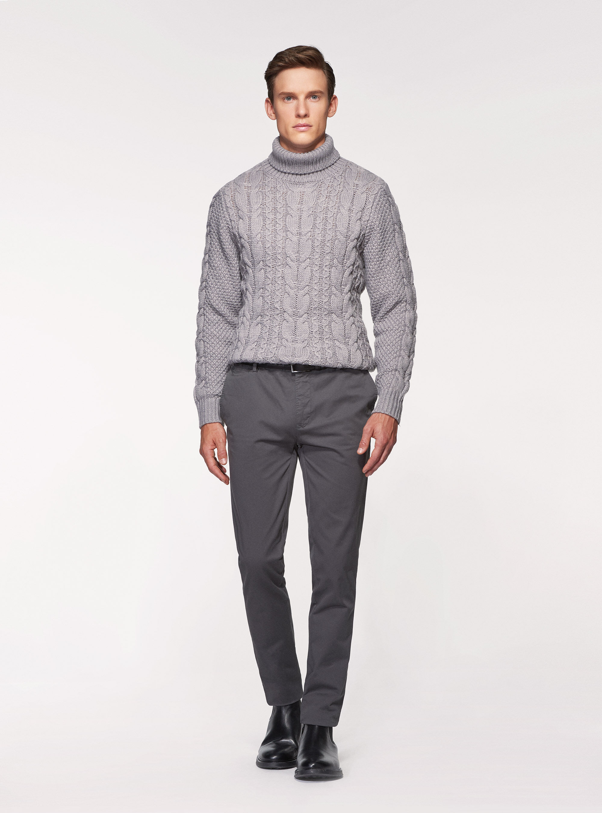 Stretch Twill Chino Trousers for Men in Khaki