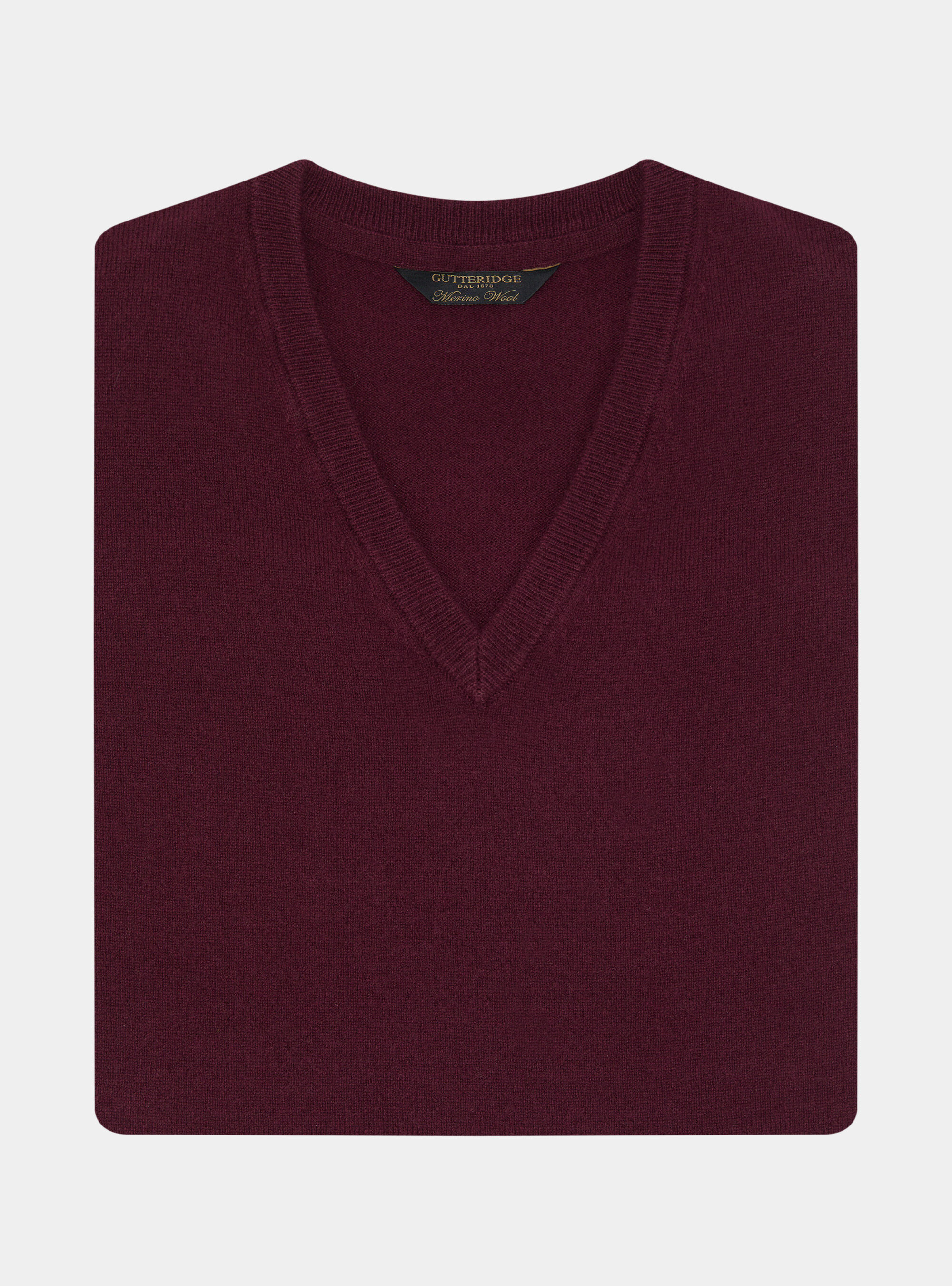 Punto de lana merina con cuello en V, BURDEOS