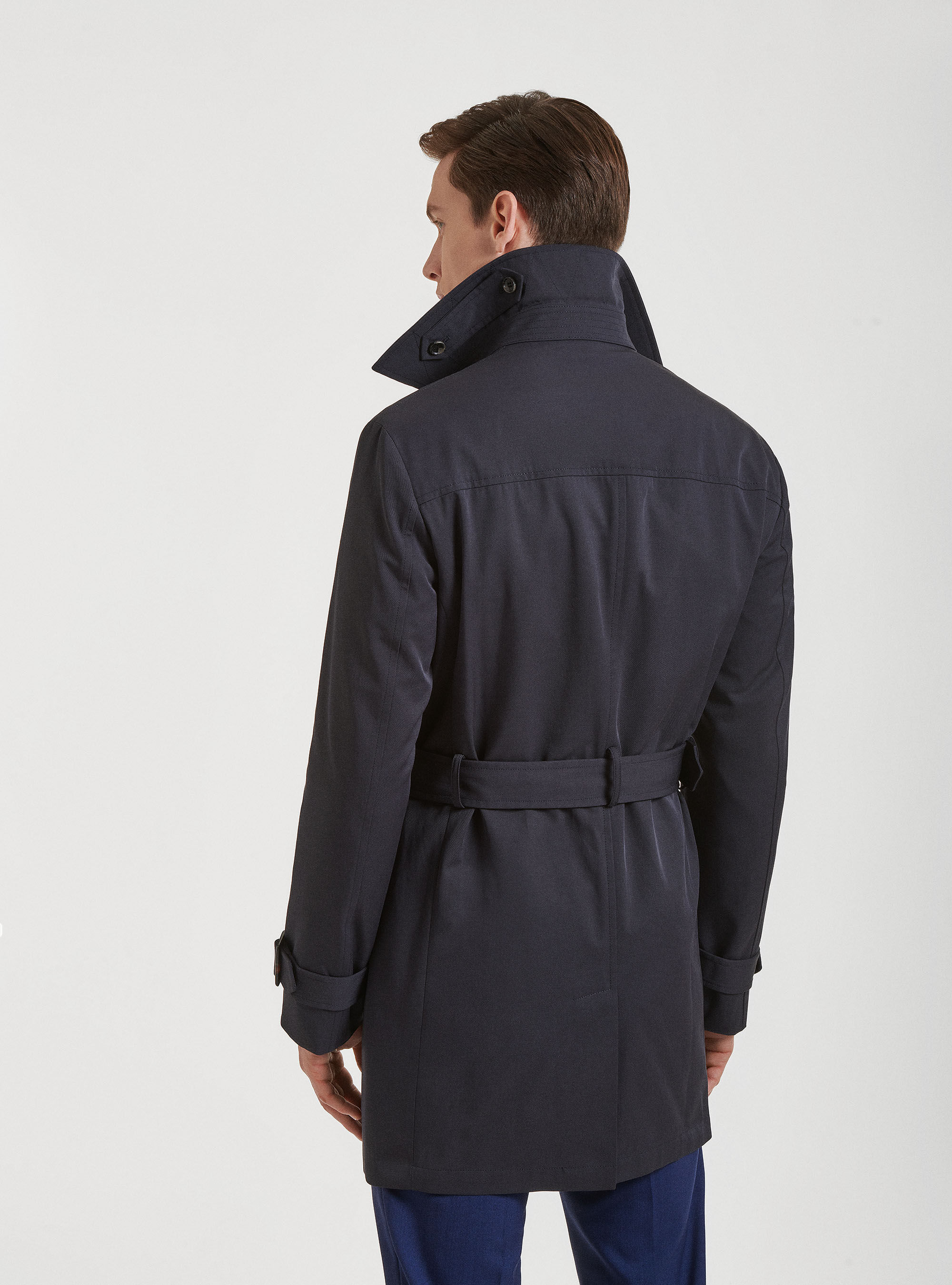 Mens navy trench coat with belt store