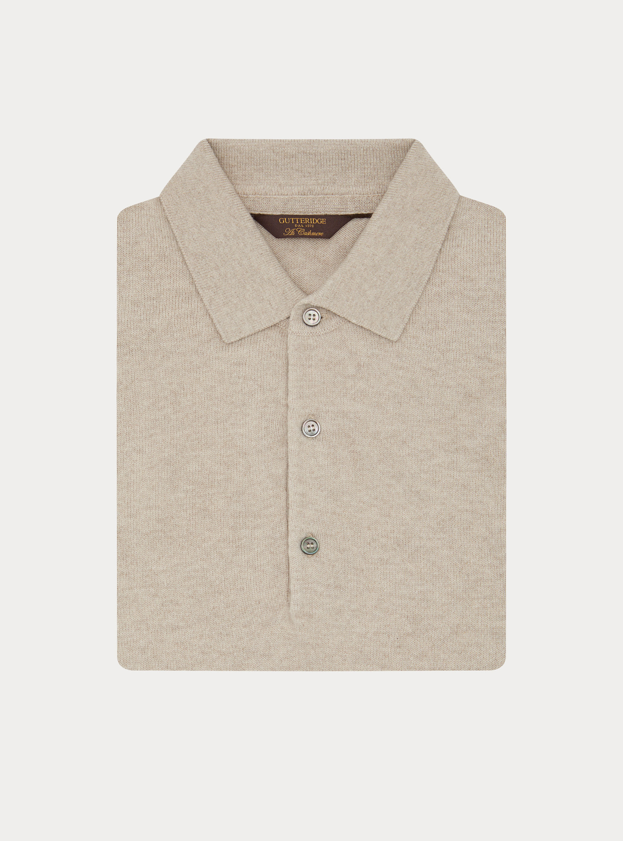 Maglia a polo in lana e cashmere, ECRU