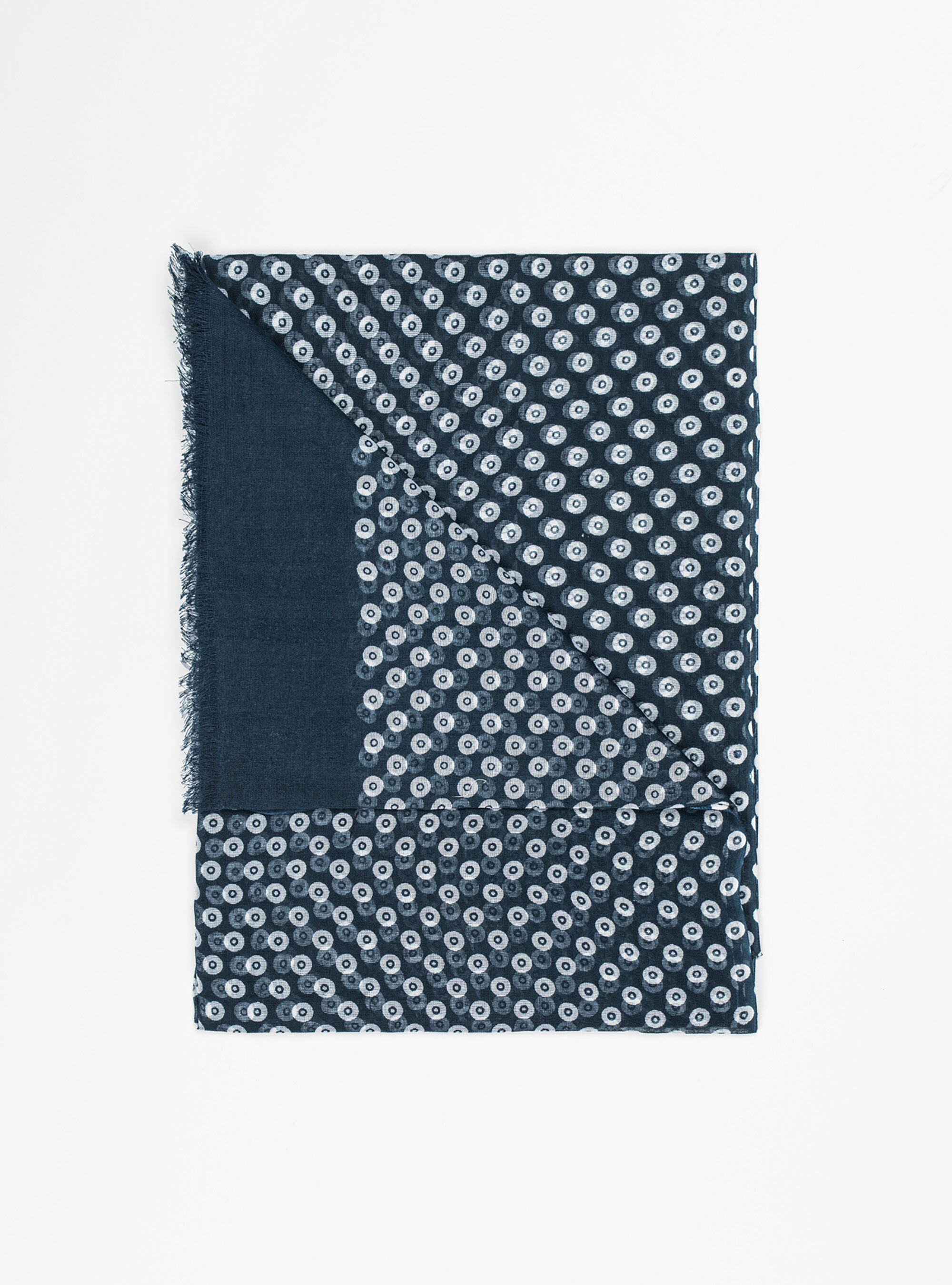 Sciarpa cotone fantasia cerchi, BLU NAVY
