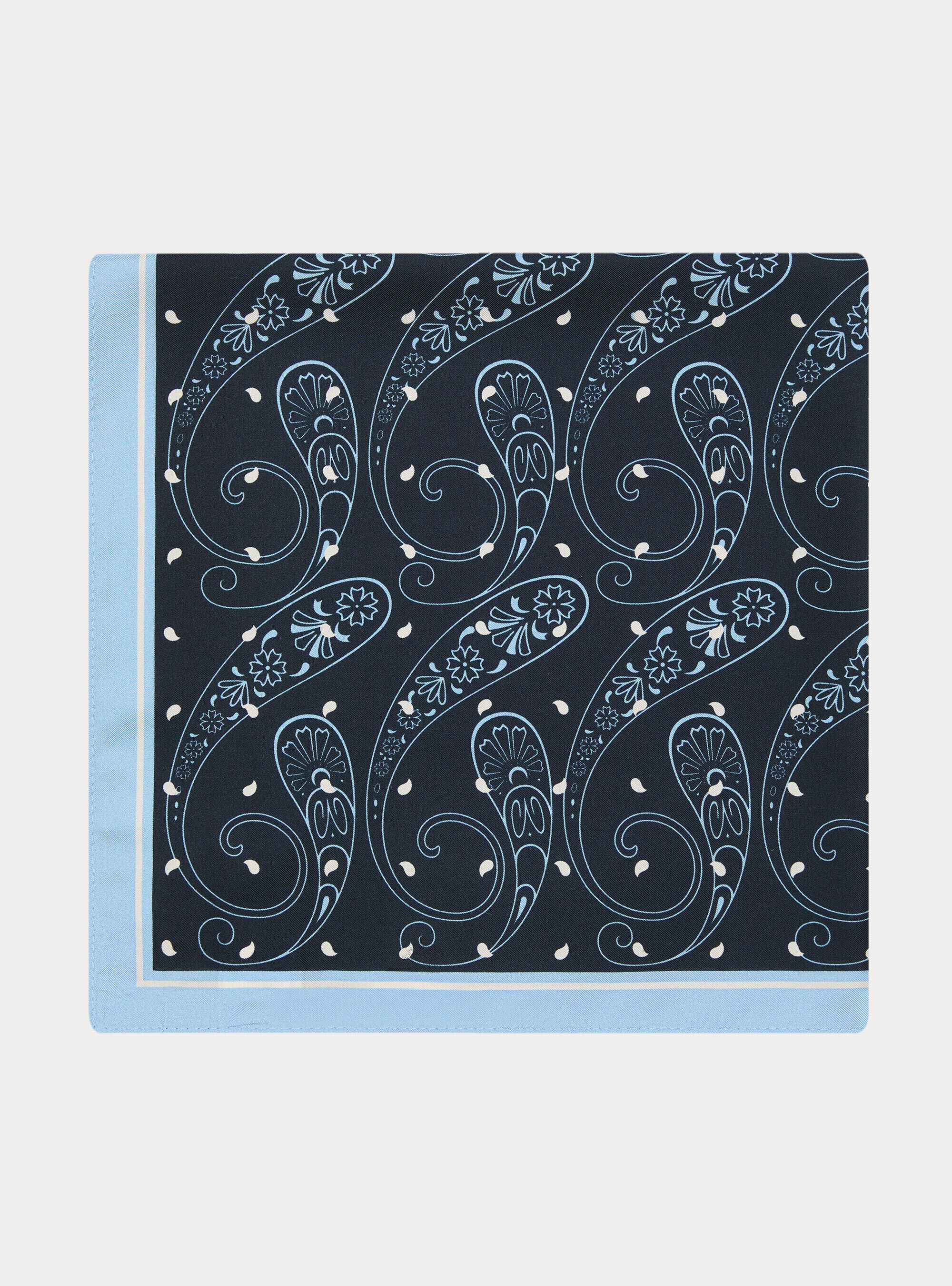 Foulard in seta stampata fantasia macro paisley, NAVY BLUE