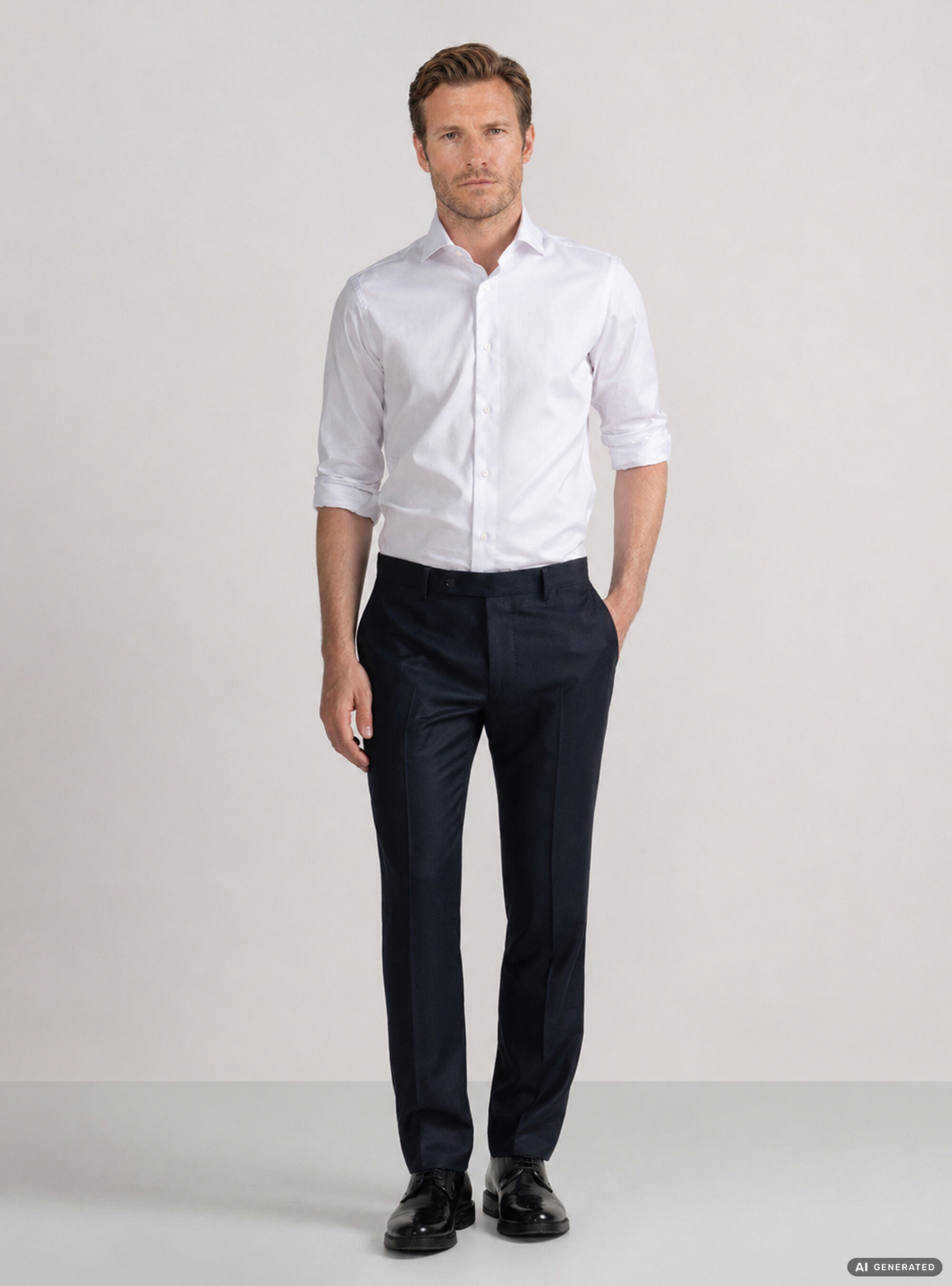 Camisa de sarga de algod&oacute;n, BLANCO