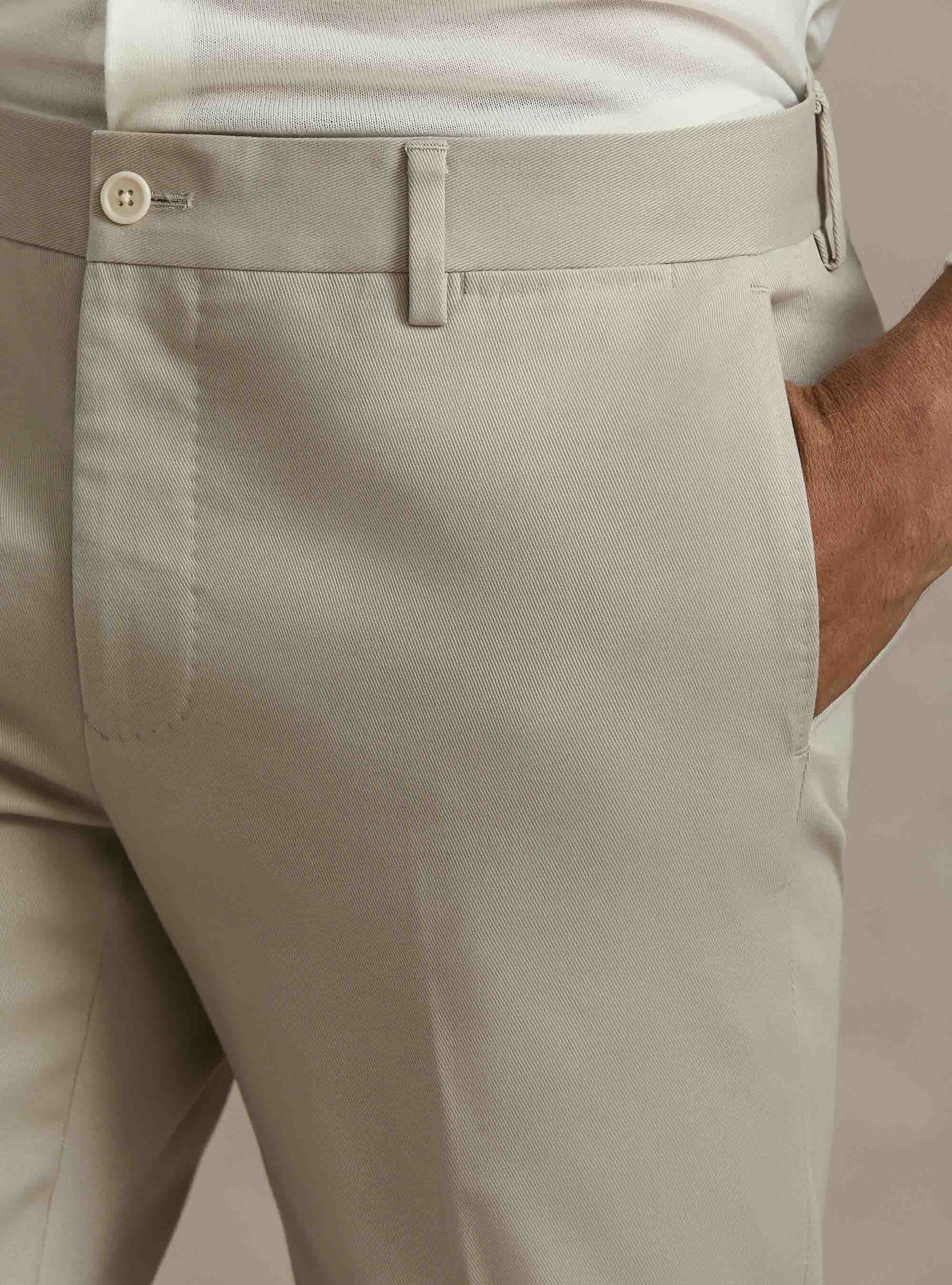 Pantalones de algod&oacute;n esmerilado, CRUDO