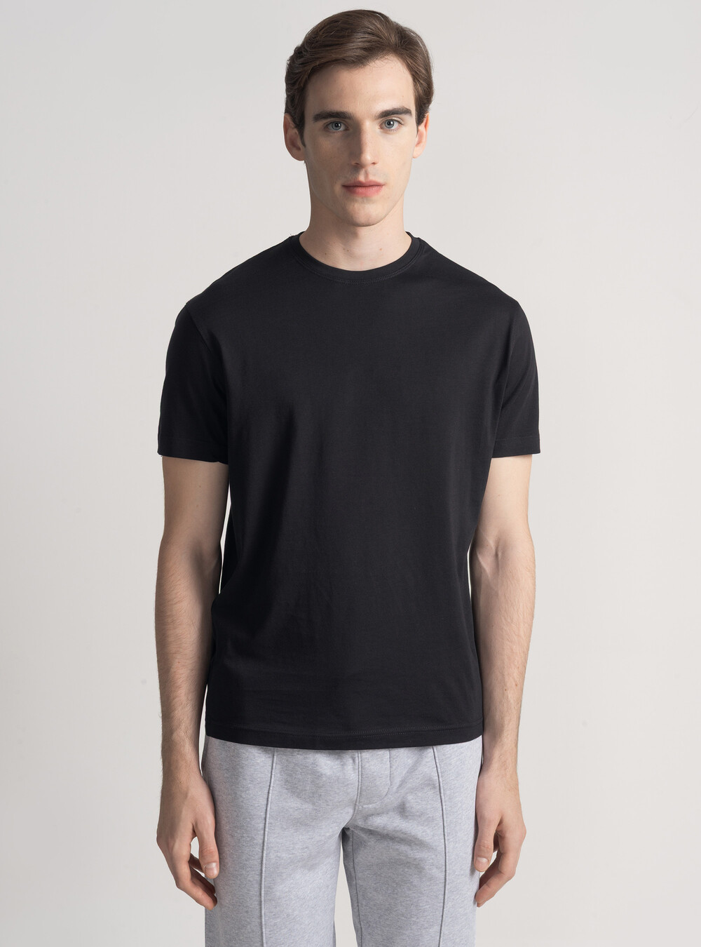 T-shirt in cotone supima mezza manica, NERO T-shirt in cotone supima mezza manica