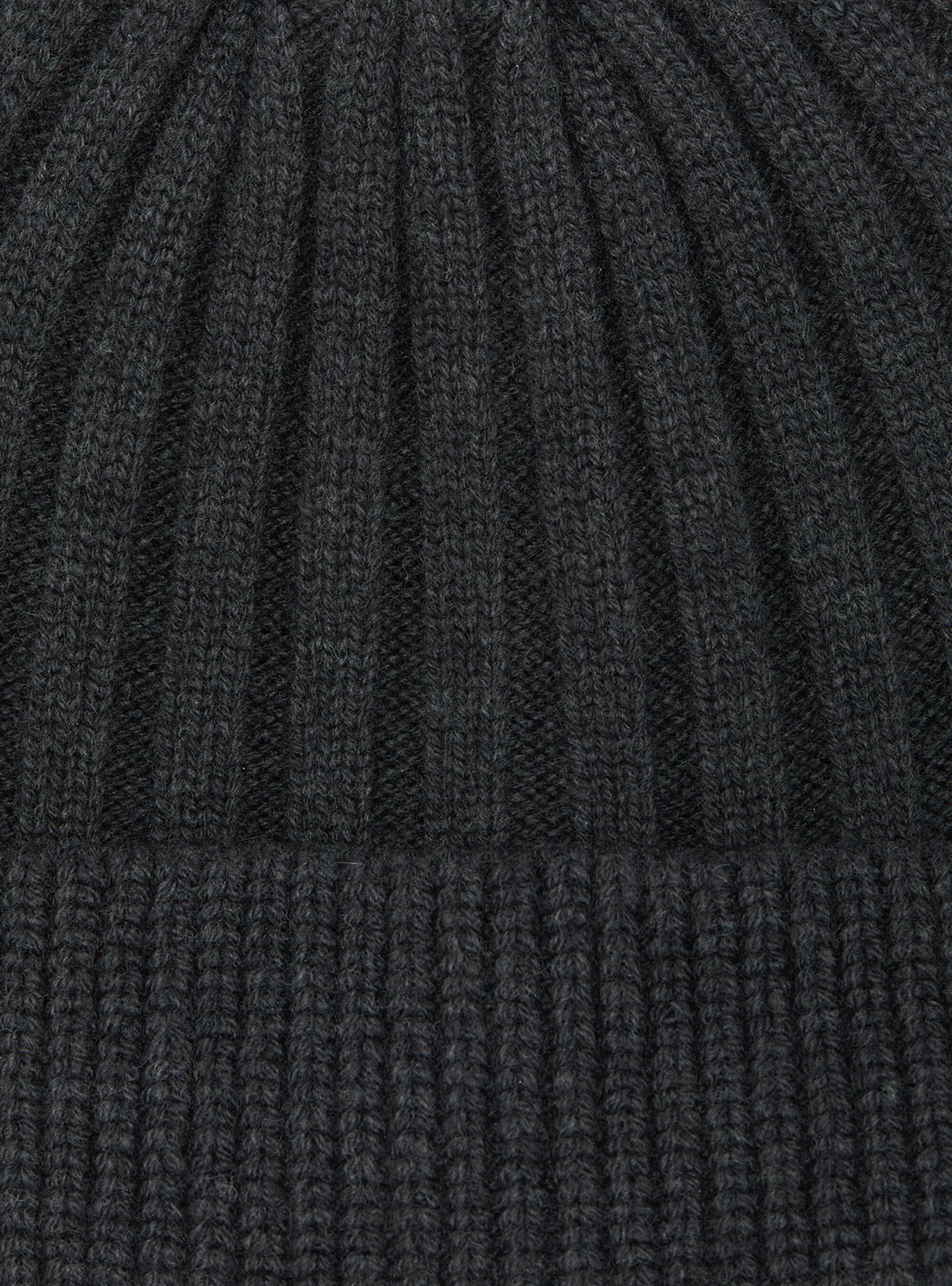 English rib cashmere blend beanie, ASPHALT GREY