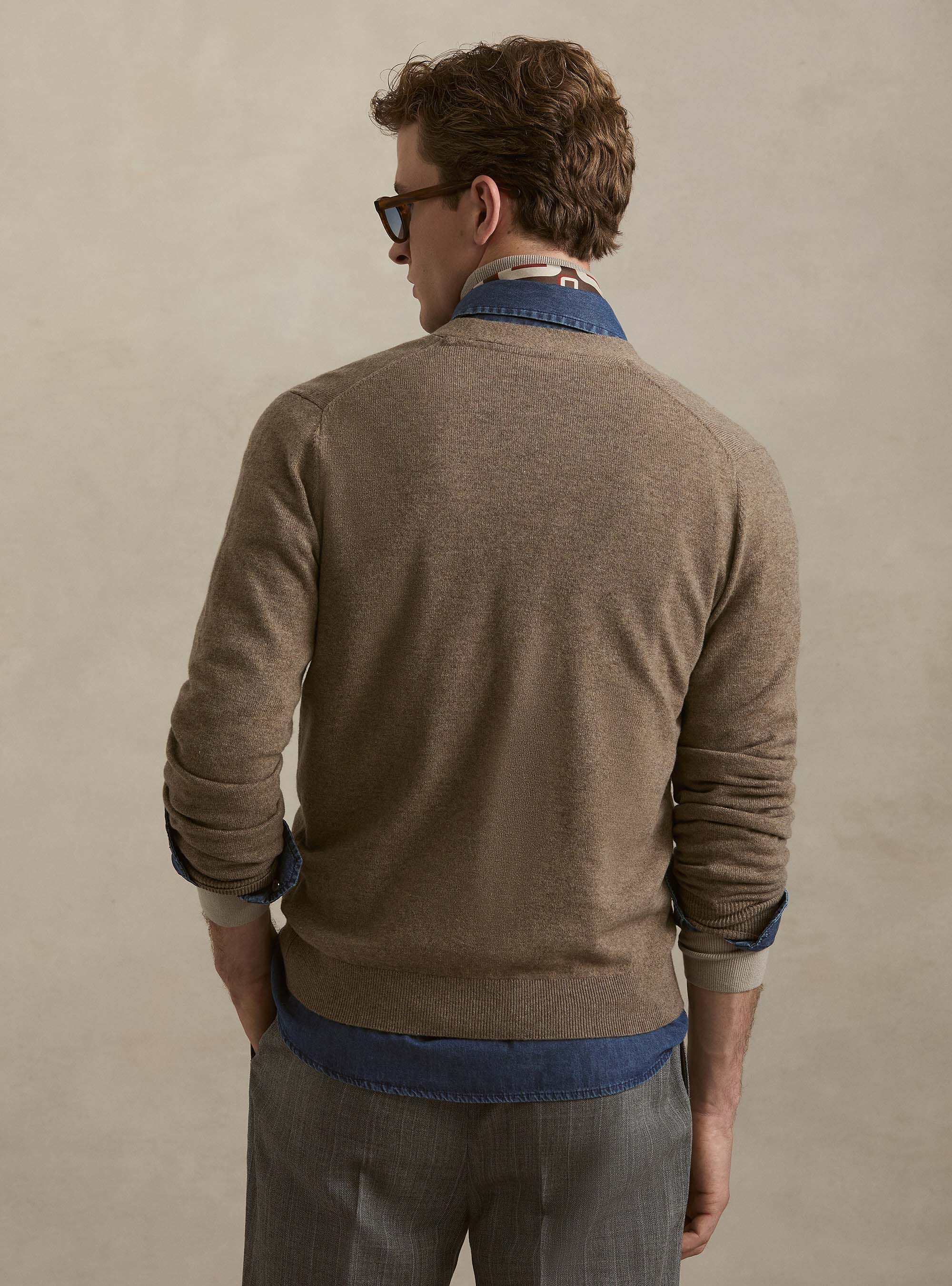 Cardigan boutonn&eacute; en lambswool et cachemire, BOUE
