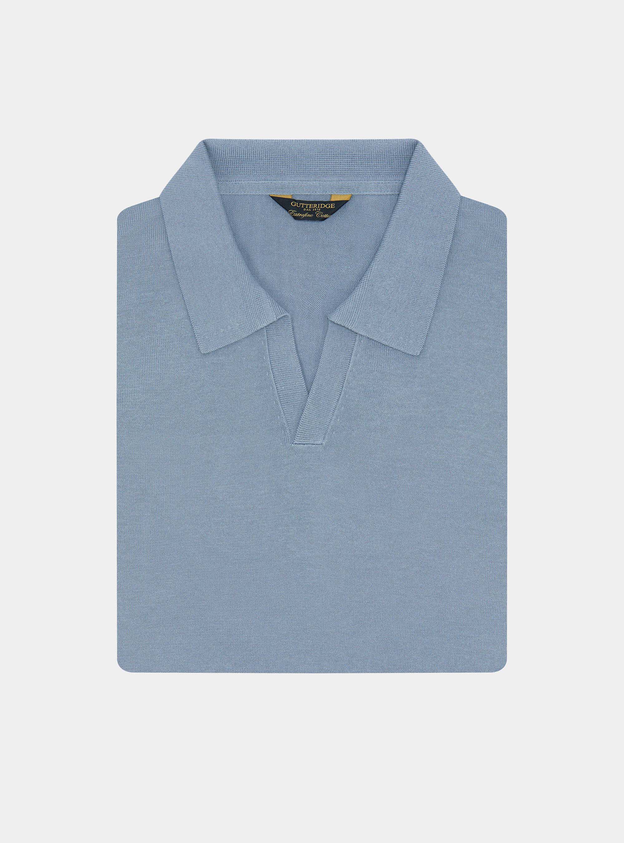 Polo in maglia senza bottoni in cotone extrafine, AVIO 0292C