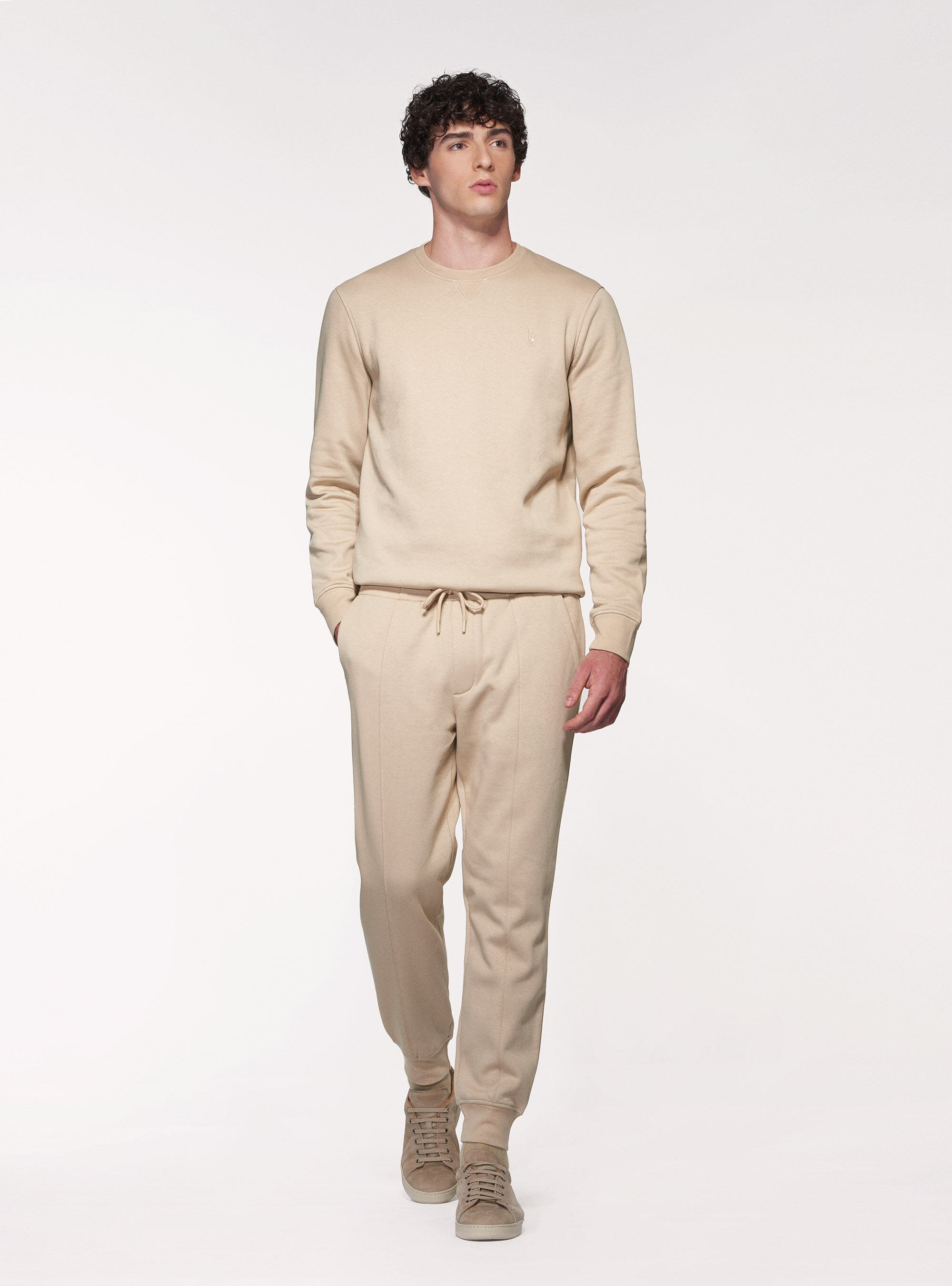 Felpa girocollo in misto cotone, ECRU