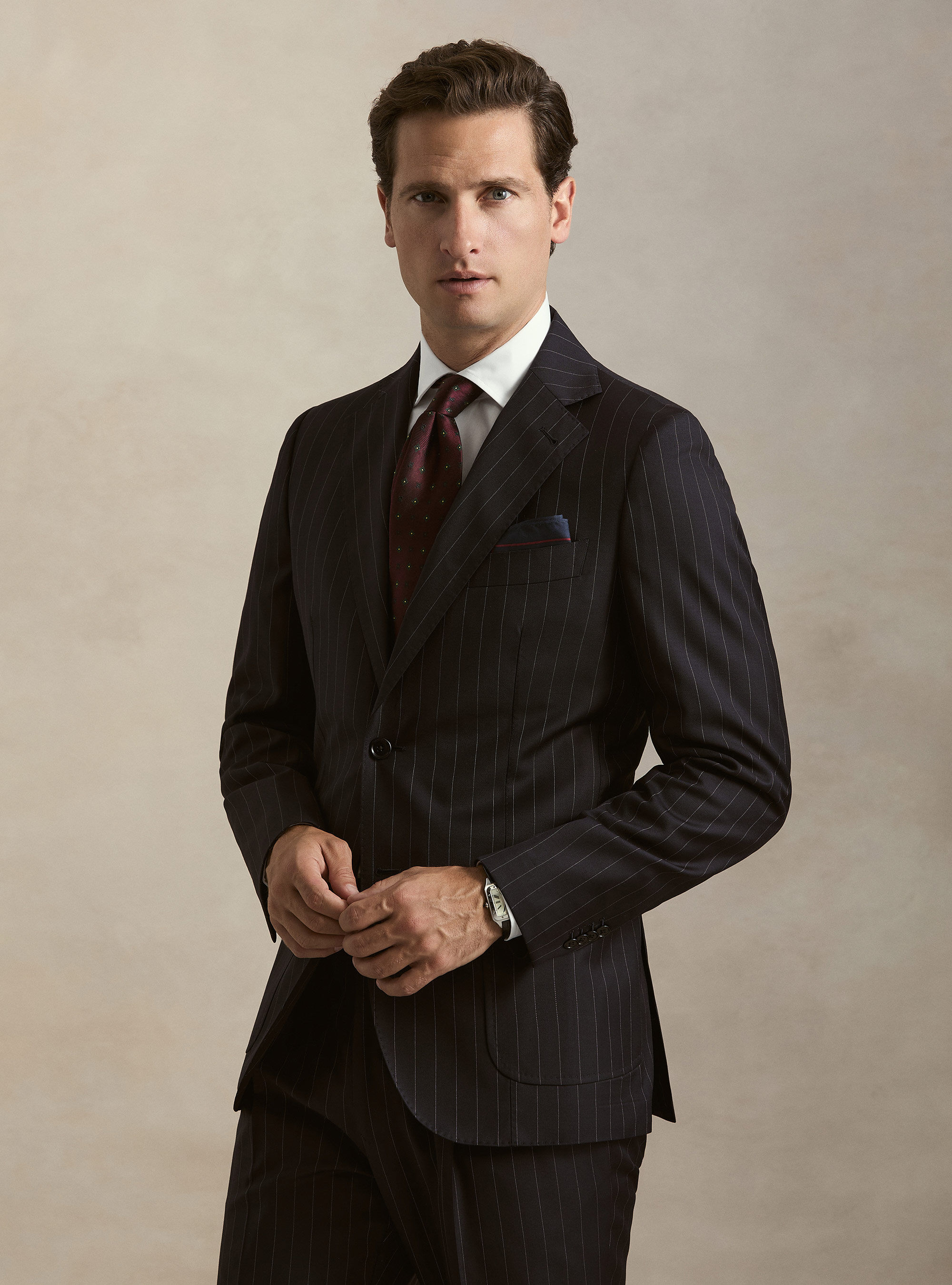 Giacca abito gessato in pura lana Vitale Barberis Canonico, BLU NAVY