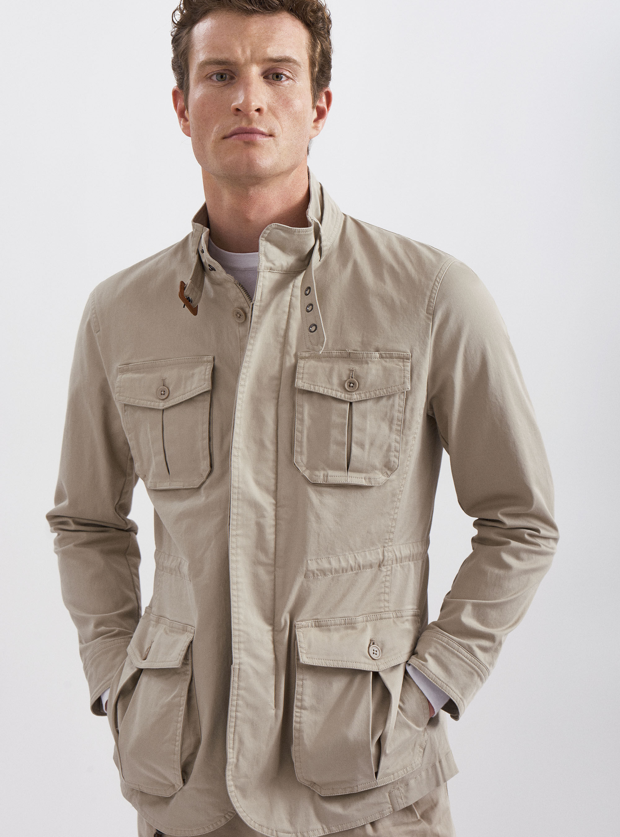 Stretch cotton twill field jacket 