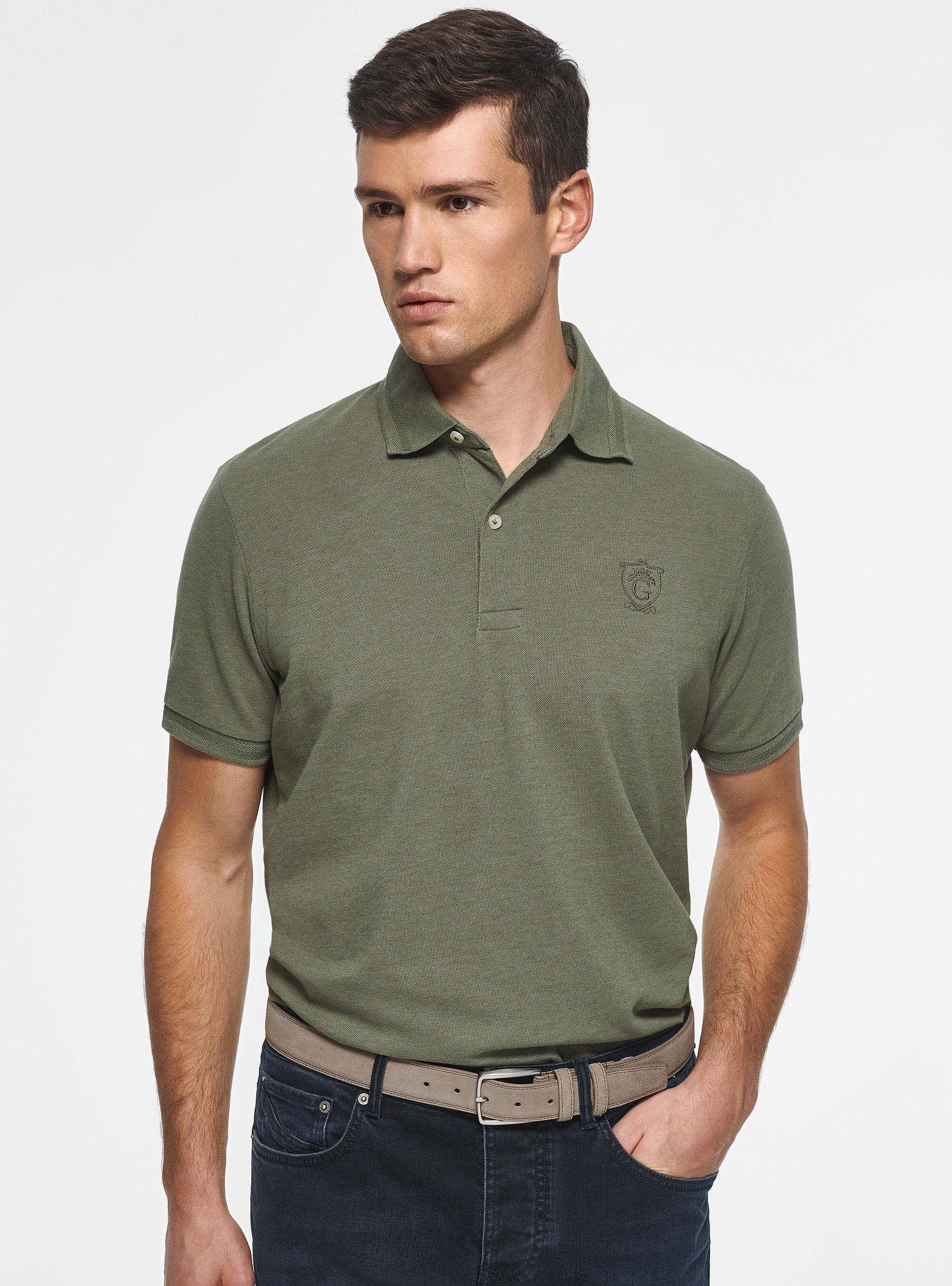 Classic piqu polo shirt with herringbone rib