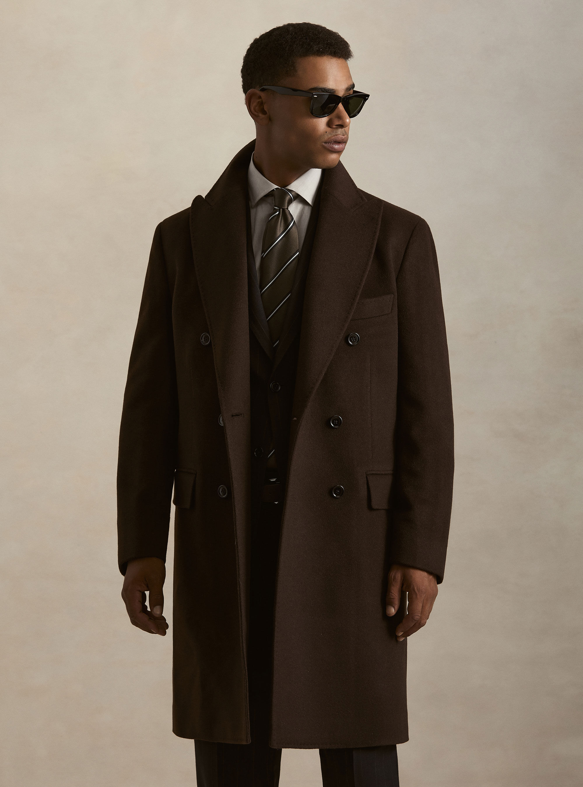 Double-breasted cashmere-blend coat