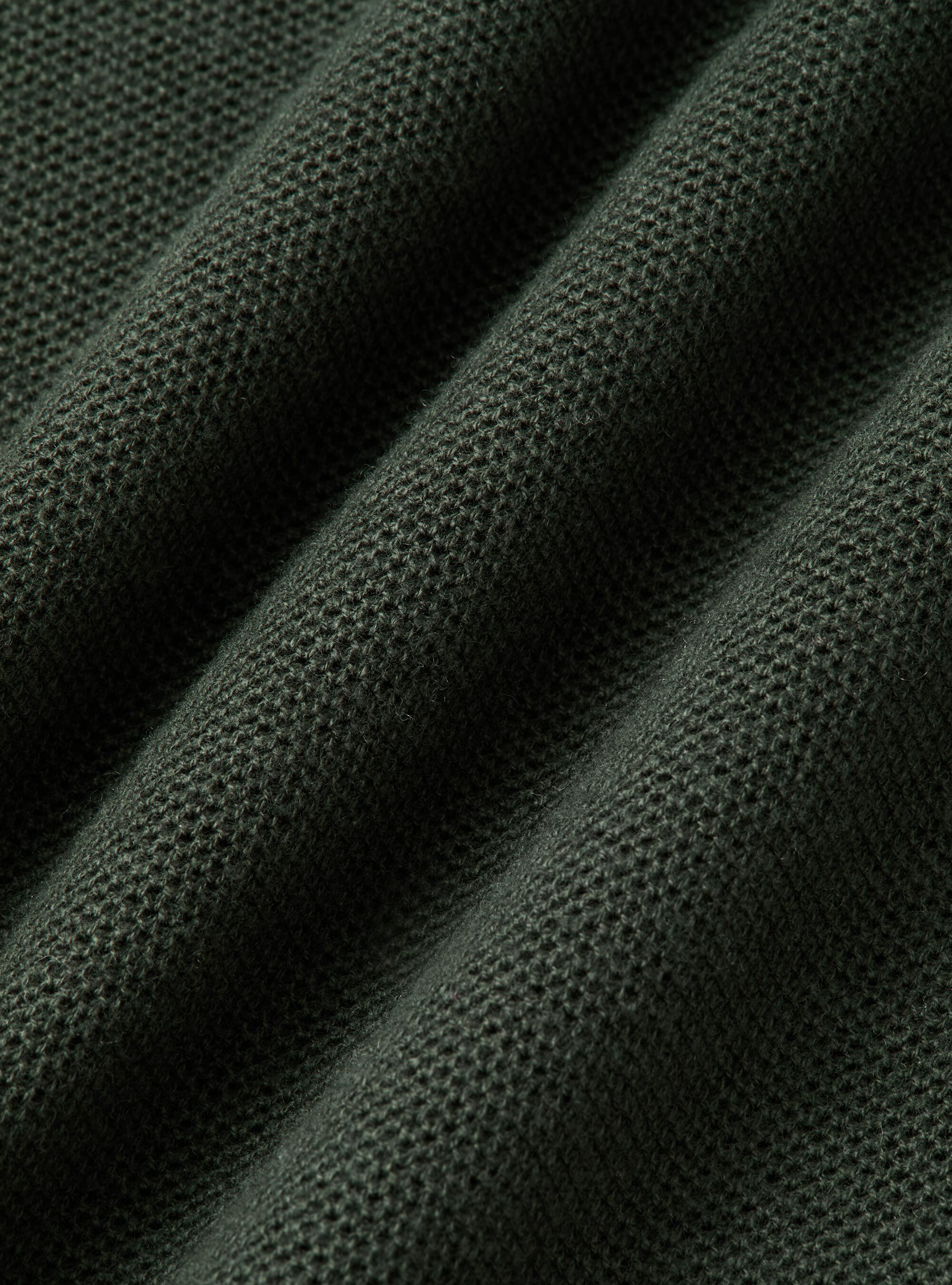 Girocollo in maglia nido d'ape in cotone cashmere, MILITARE 0609C