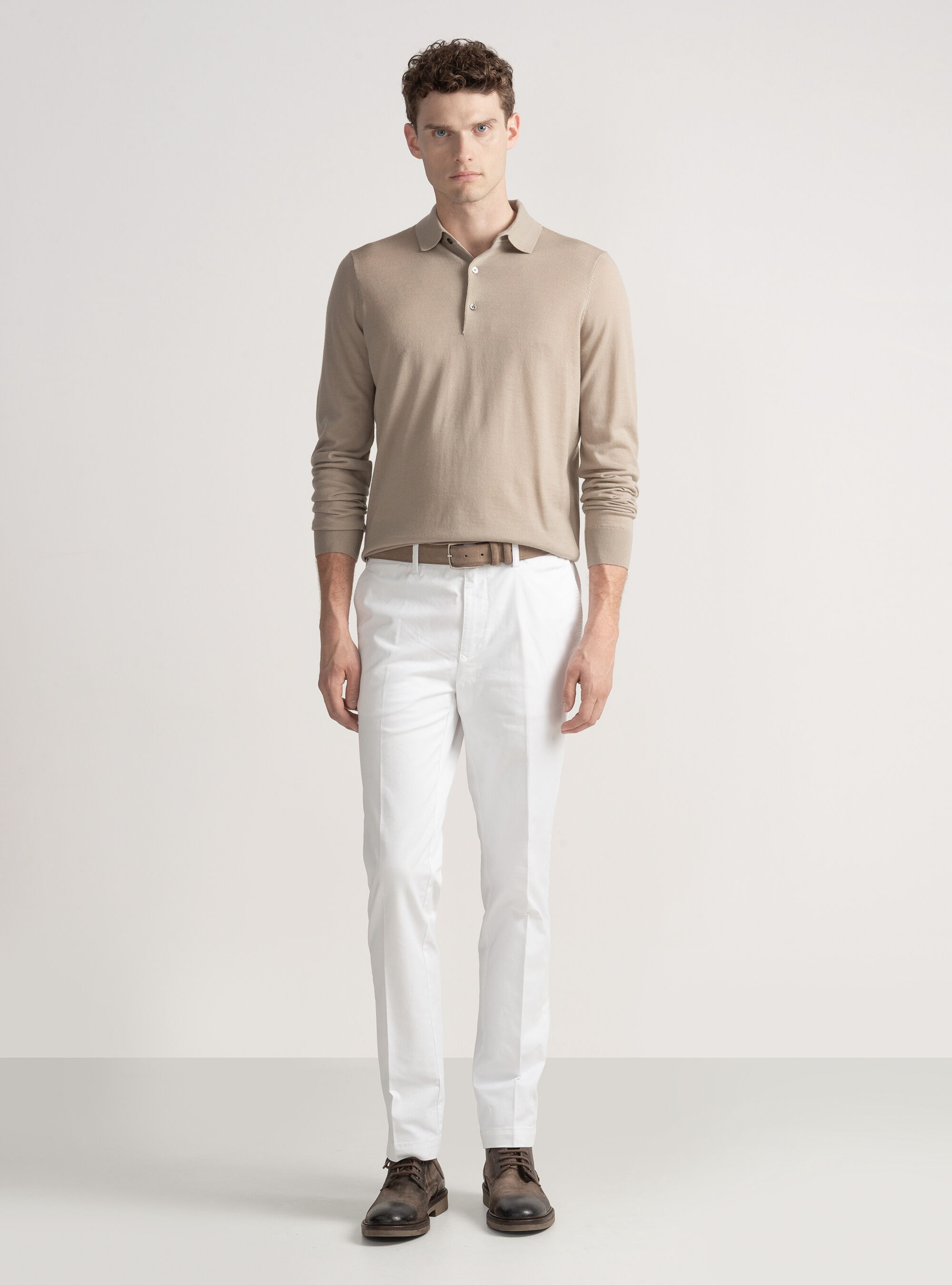 Maglia a polo in lana merino extrafine