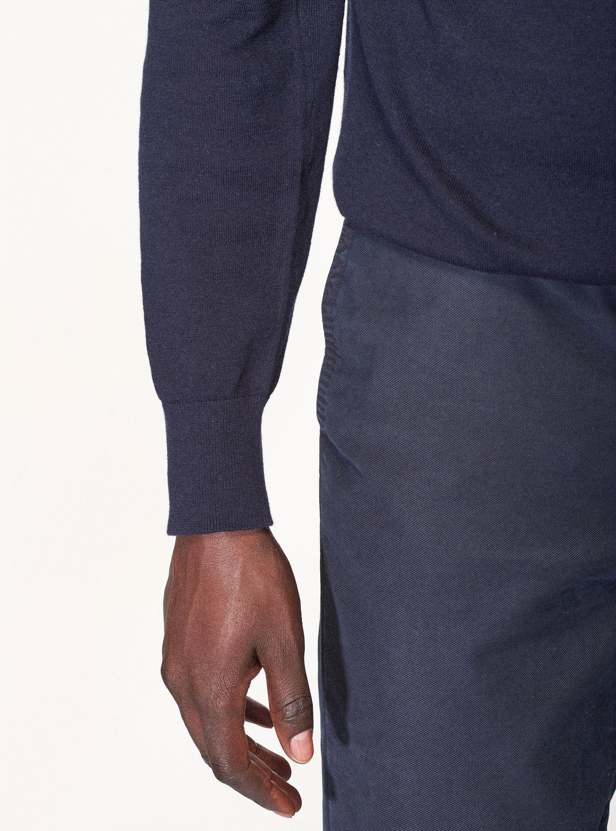 Jersey de cuello redondo de algod&oacute;n, seda y cachemira, AZUL MARINO