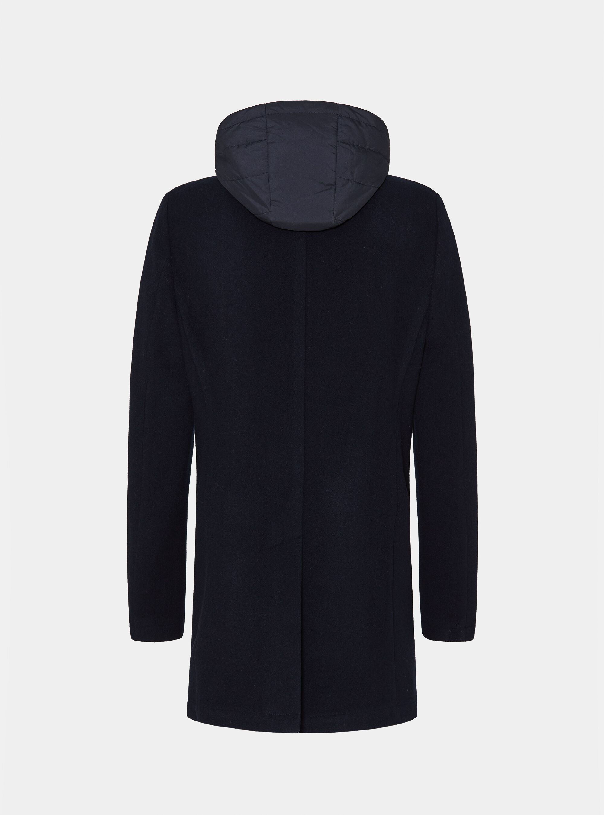 Peacoat en laine m&eacute;lang&eacute;e avec plastron, BLEU MARINE