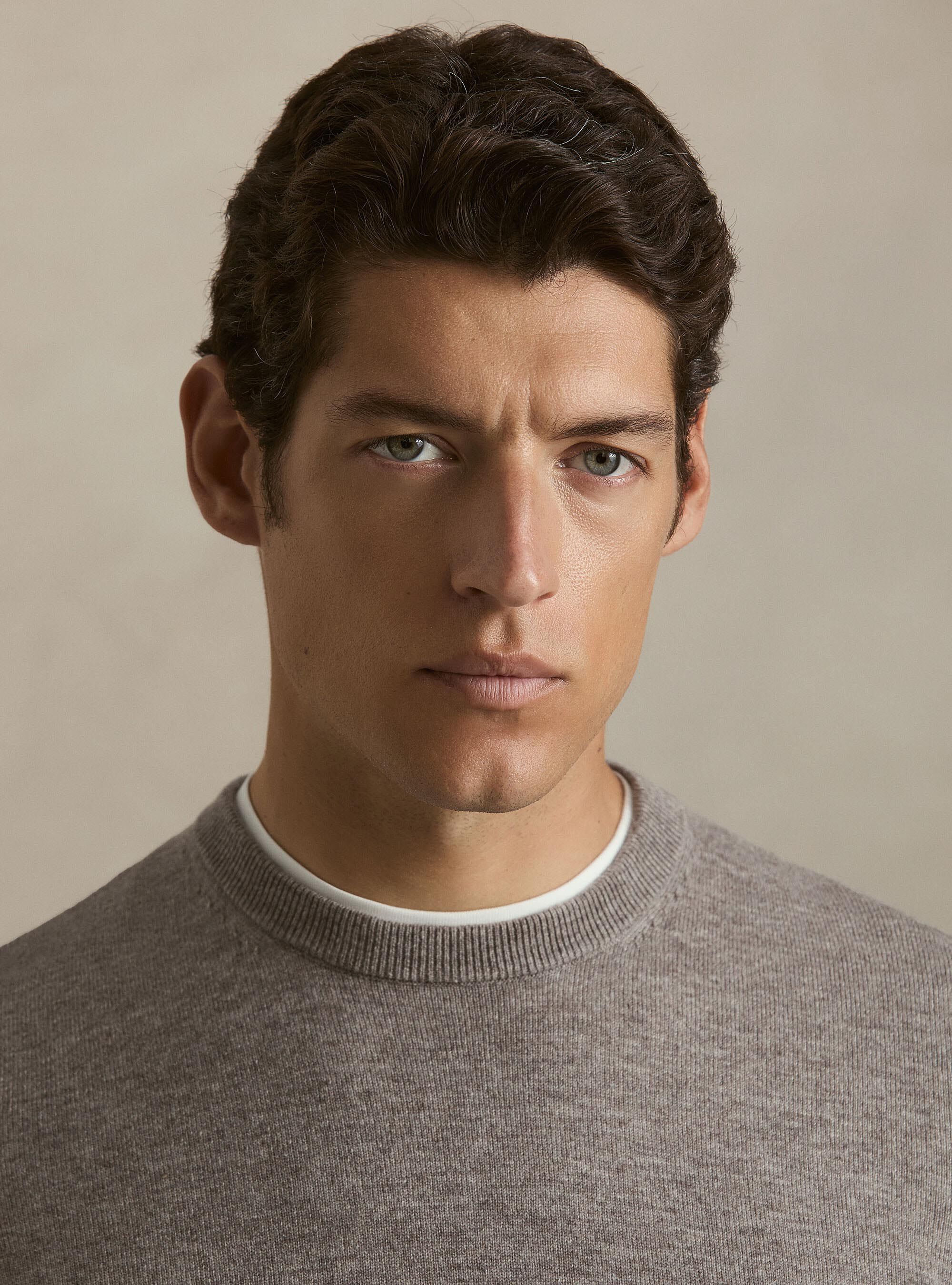 Girocollo in maglia in lana poliammide cashmere, TORTORA 0542C