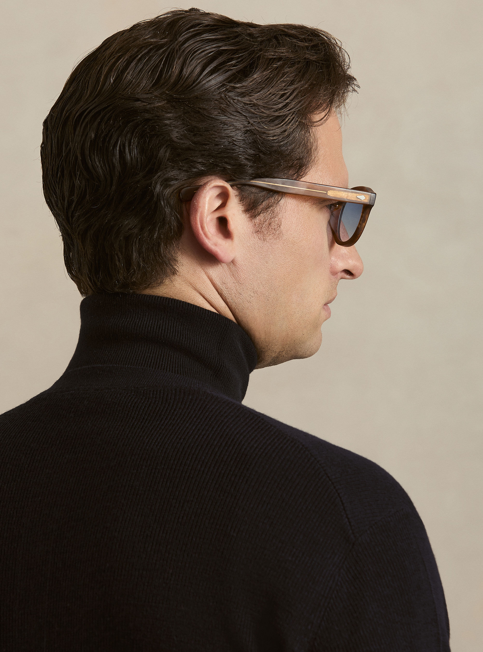 Ribbed wool Henley shirt, NAVY BLUE