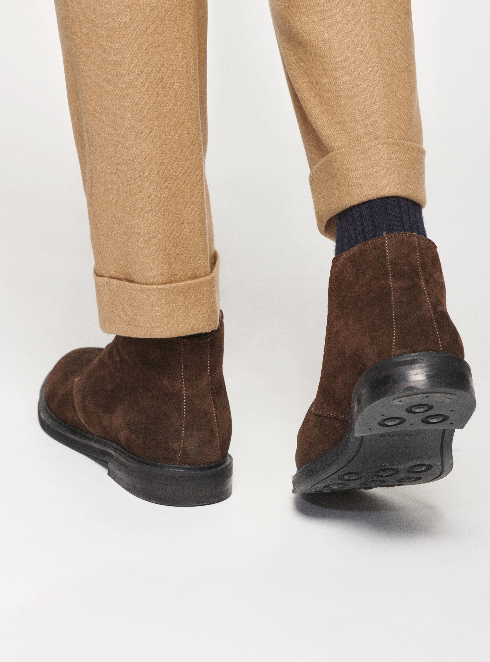 Bottines en cuir daim, MARRON