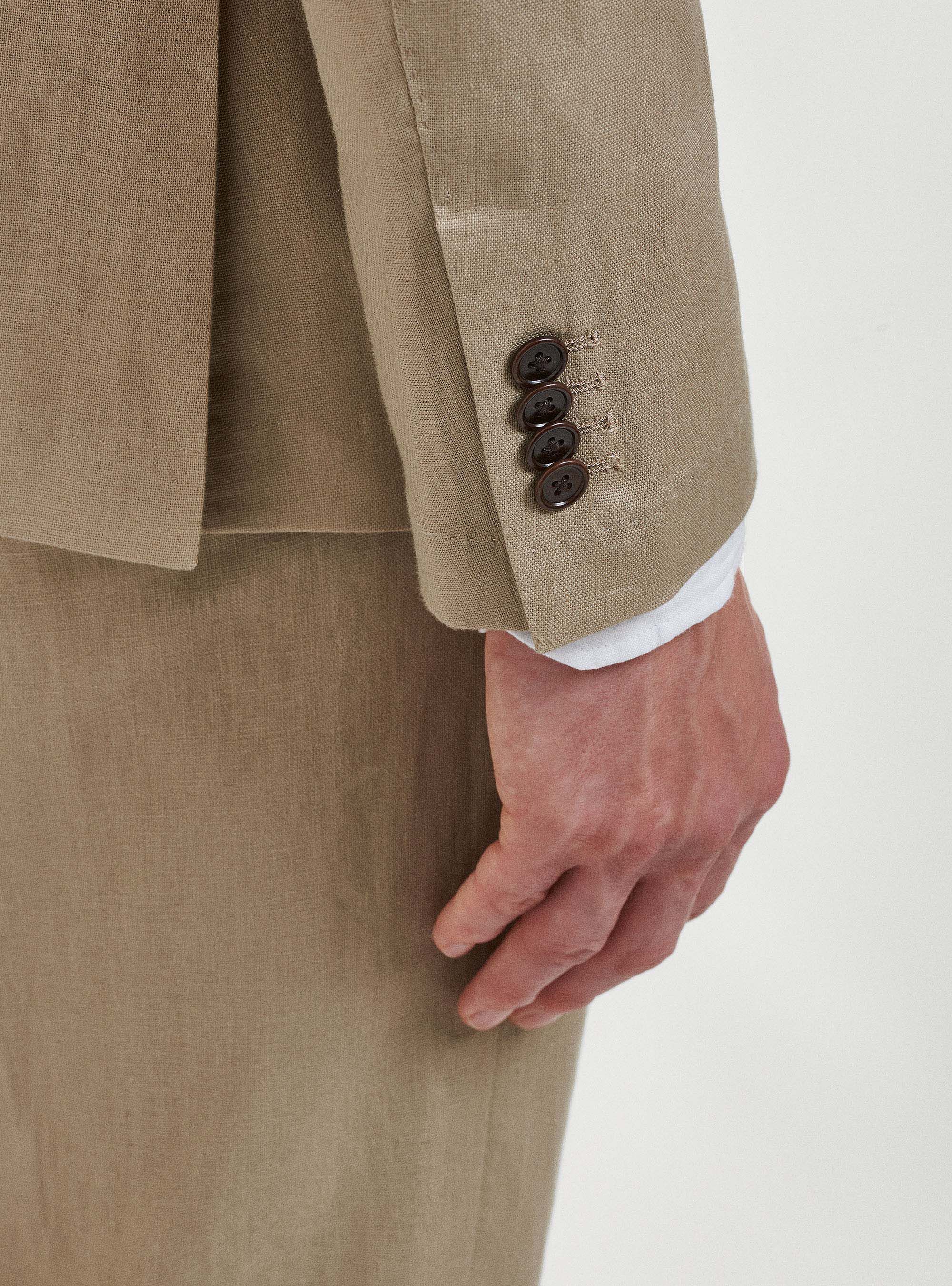 Giacca per abito in puro lino, FANGO