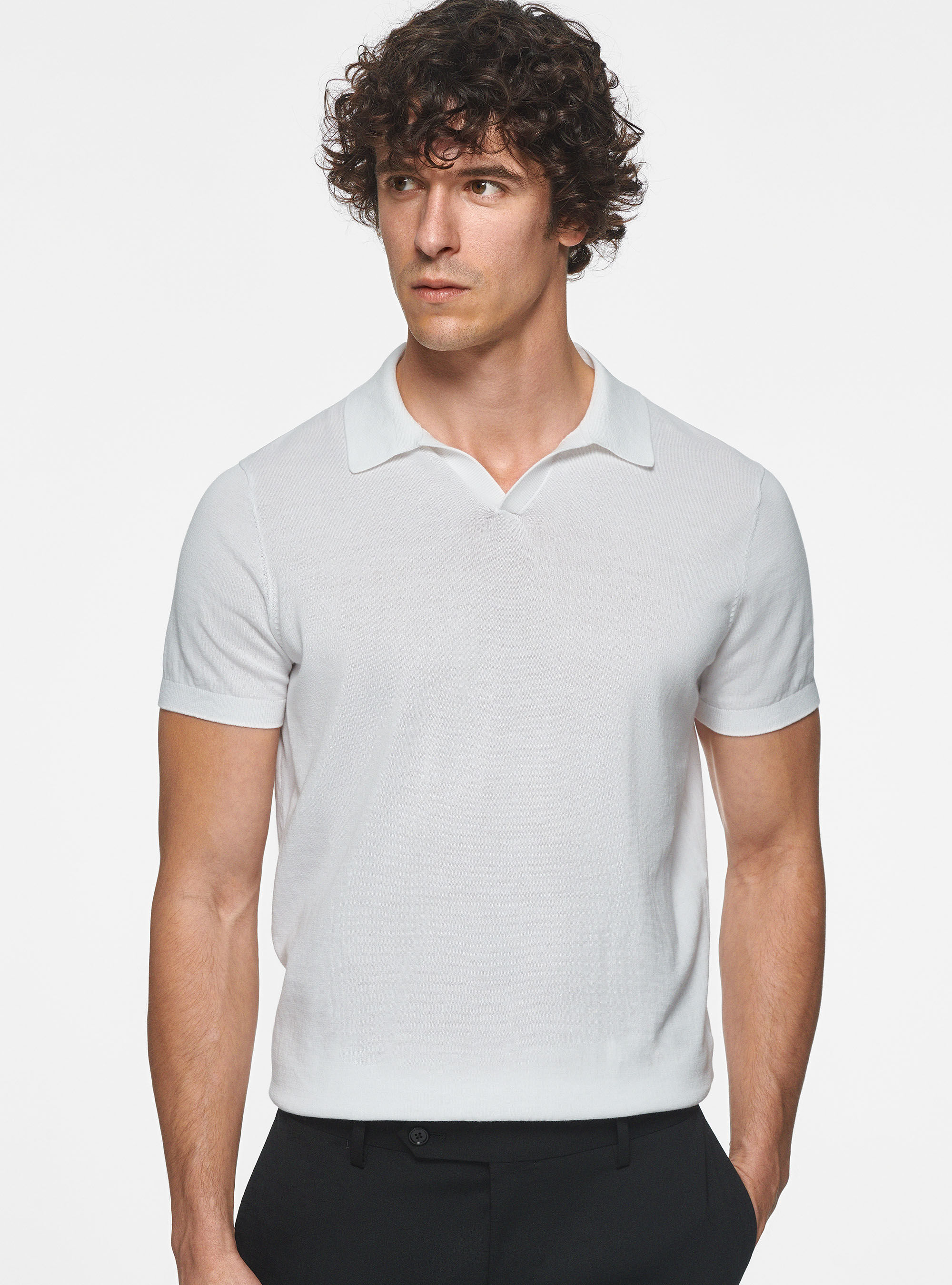Men's fine knit sales polo shirt