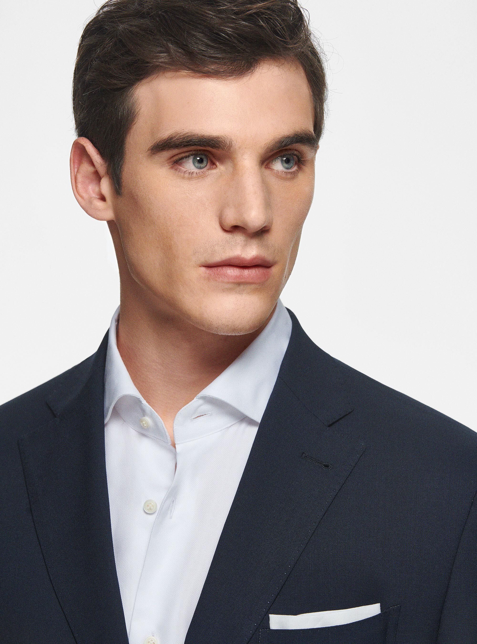 Drop 4 suit in pure navy blue wool