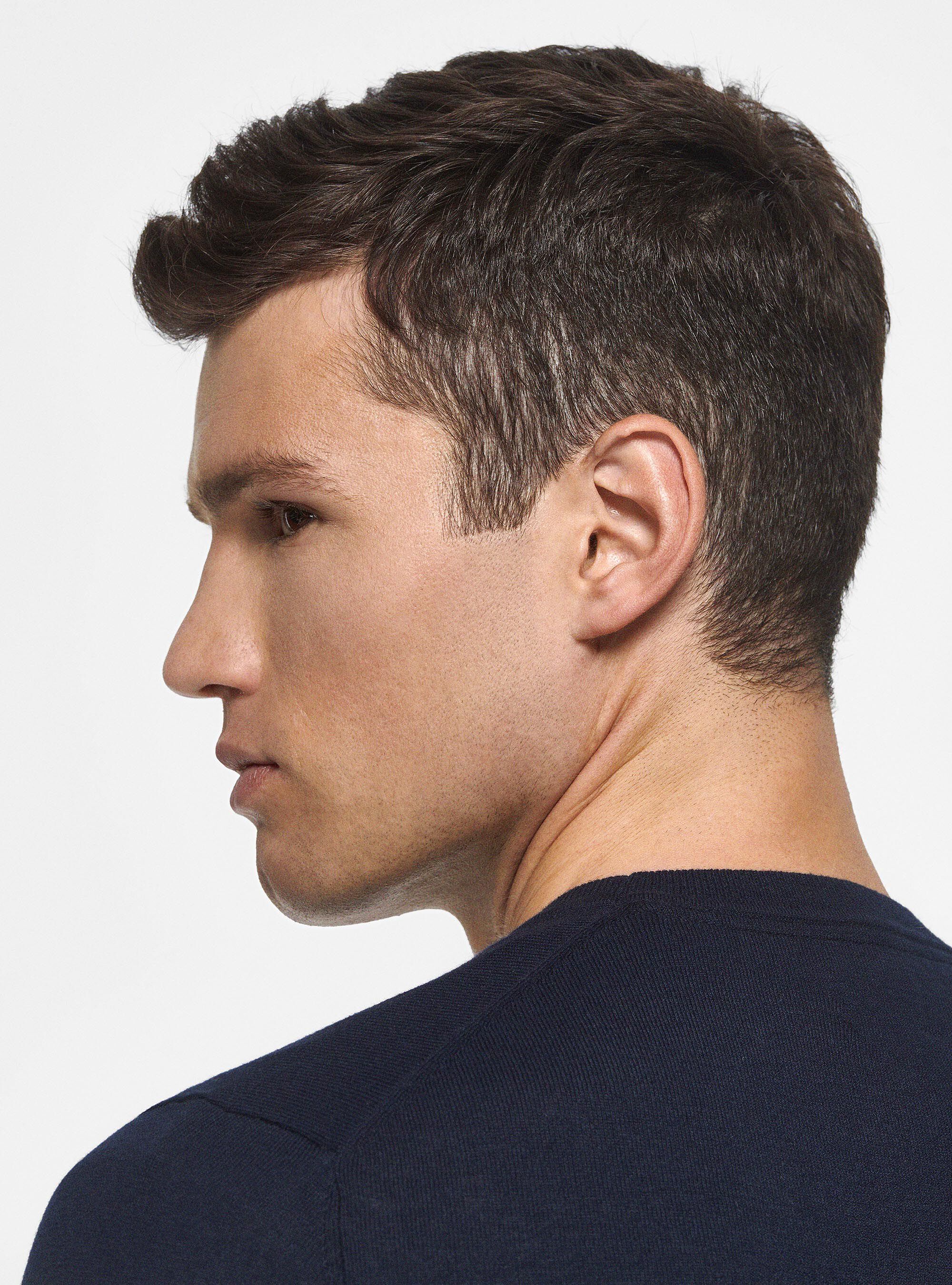 Maglia girocollo in cotone seta e cashmere, BLU NAVY