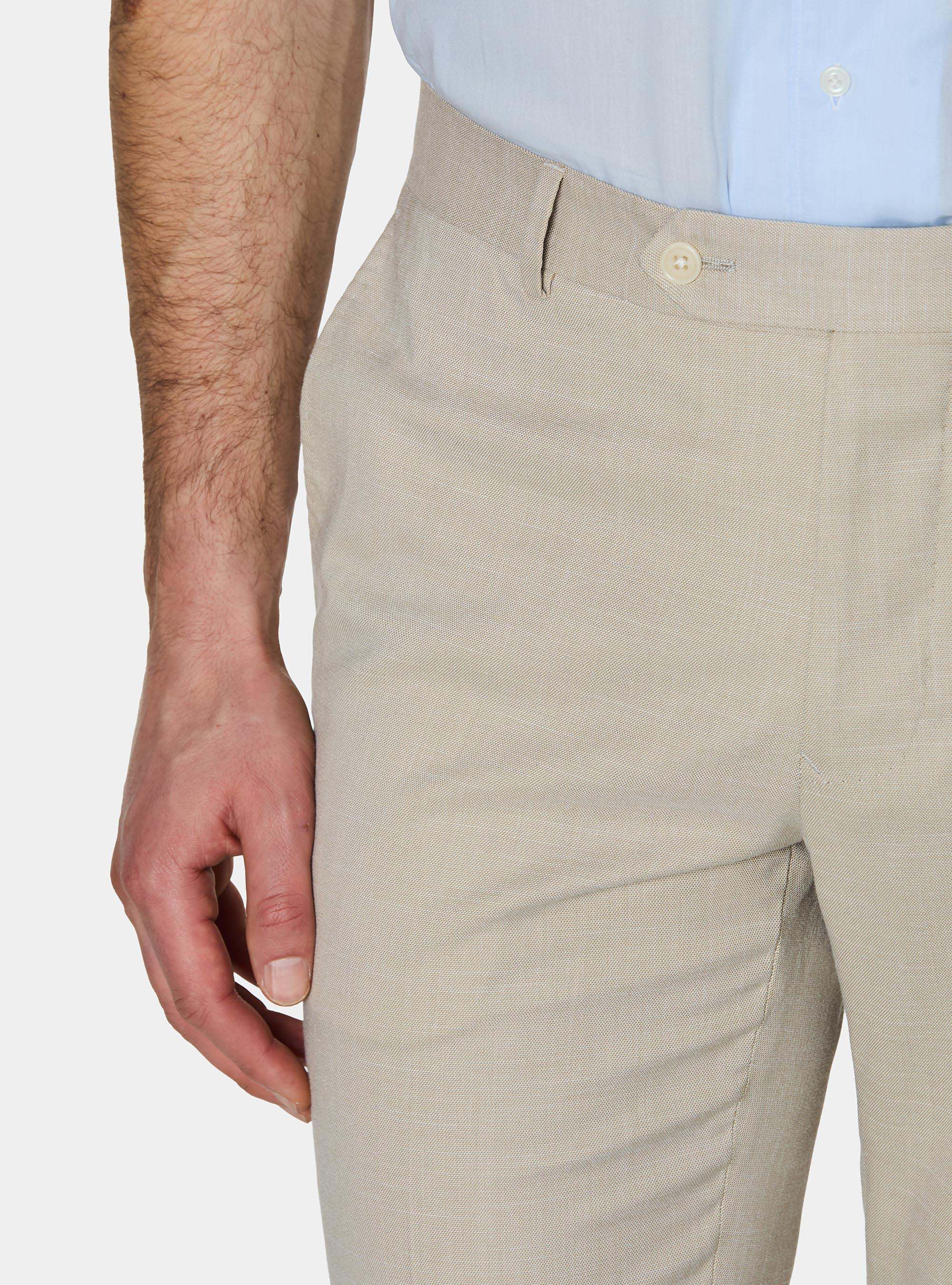 Pantaloni abito in tessuto fiammato, SABBIA