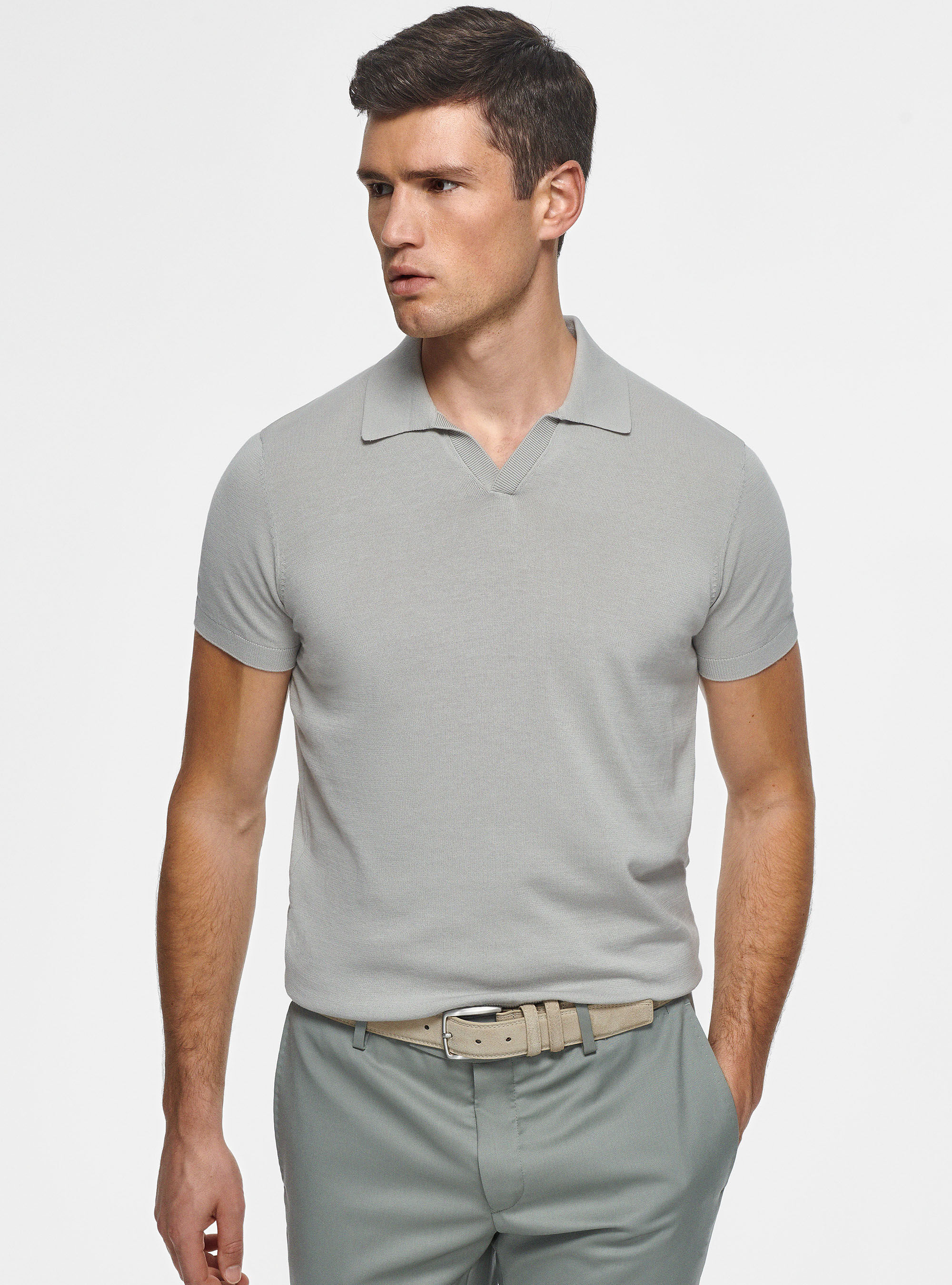 Men's fine hotsell knit polo shirt