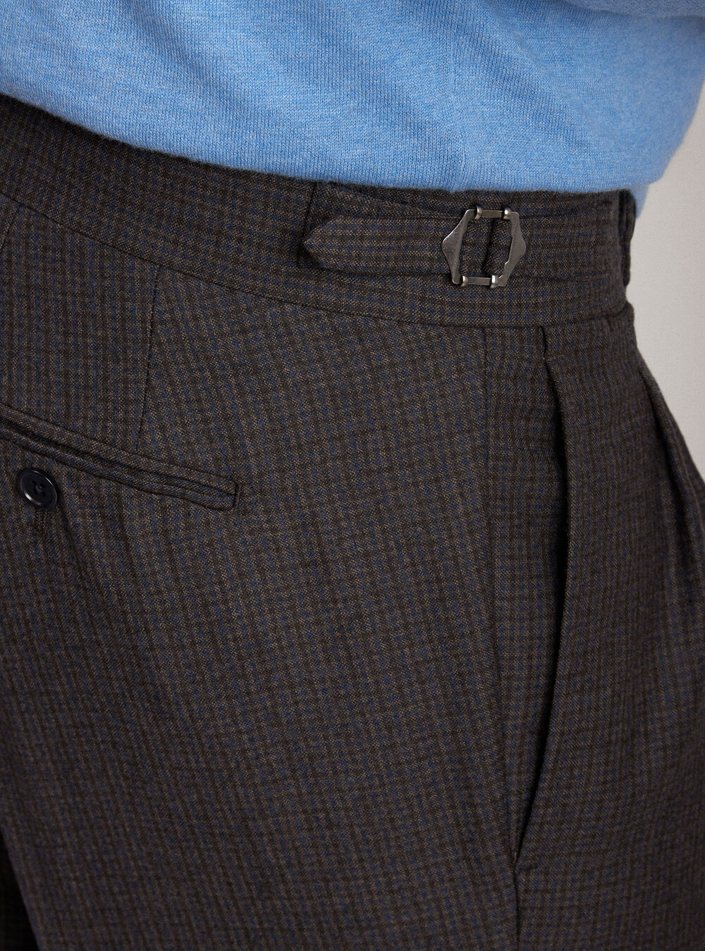 Pantaloni Micro Quadri Con Doppia Pinces In Lana Super 100 Gutteridge Pa3553uogu