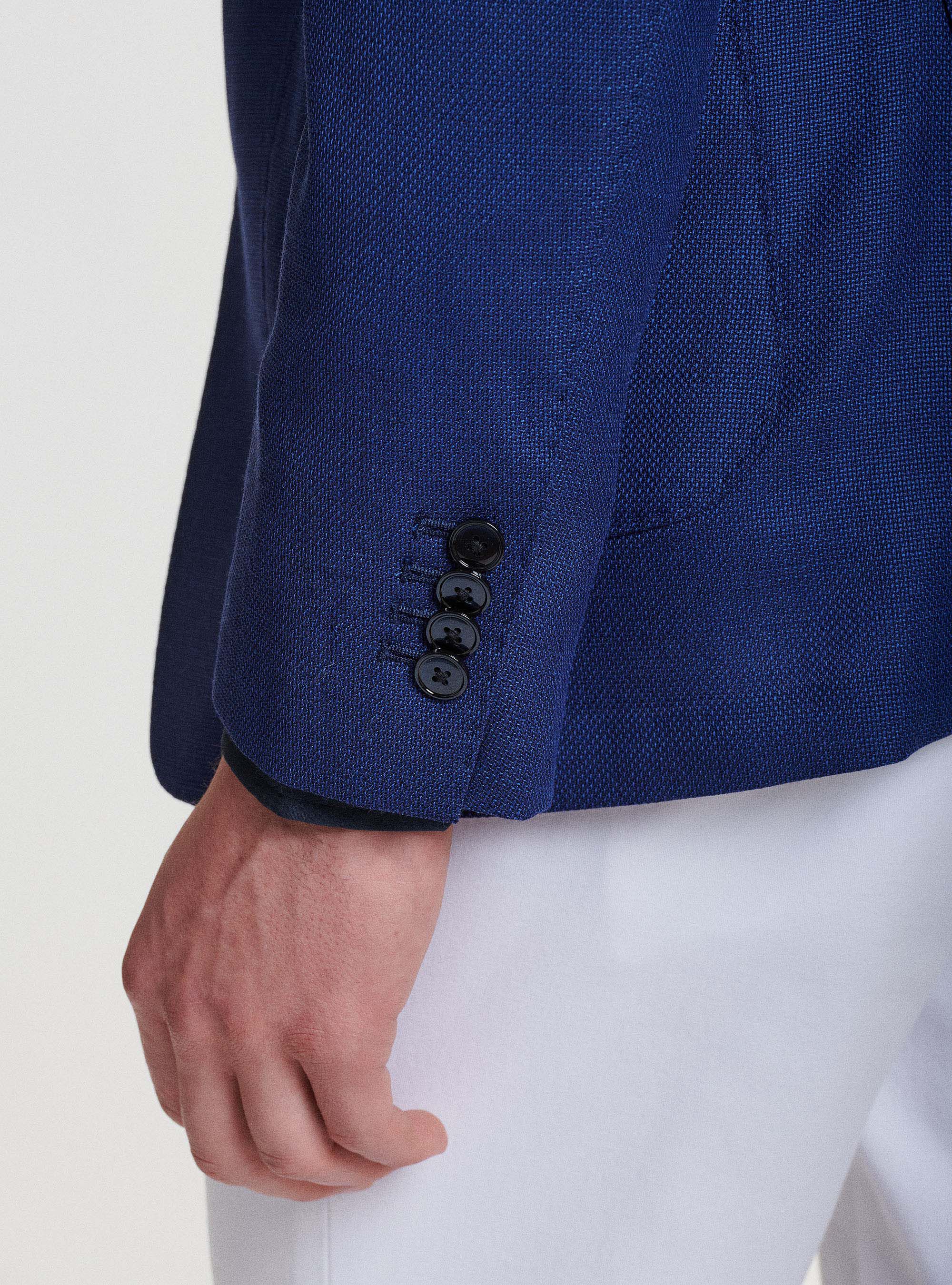 Pure wool hopsack blazer Vitale Barberis Canonico, BLUE